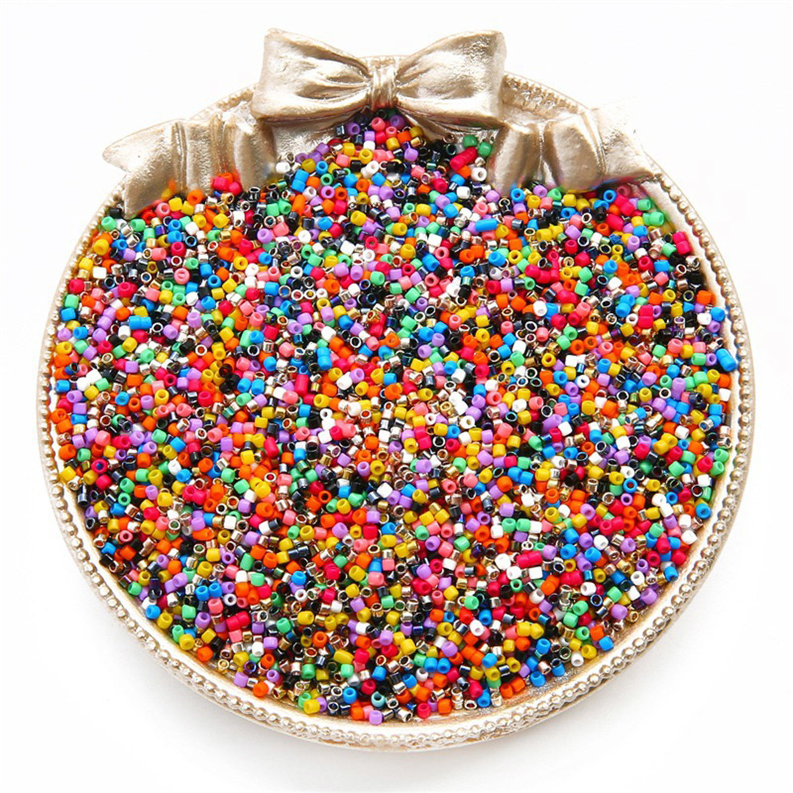Picture of Glass Delica Seed Beads Round Bugle Multicolor Opaque About 2mm Dia.