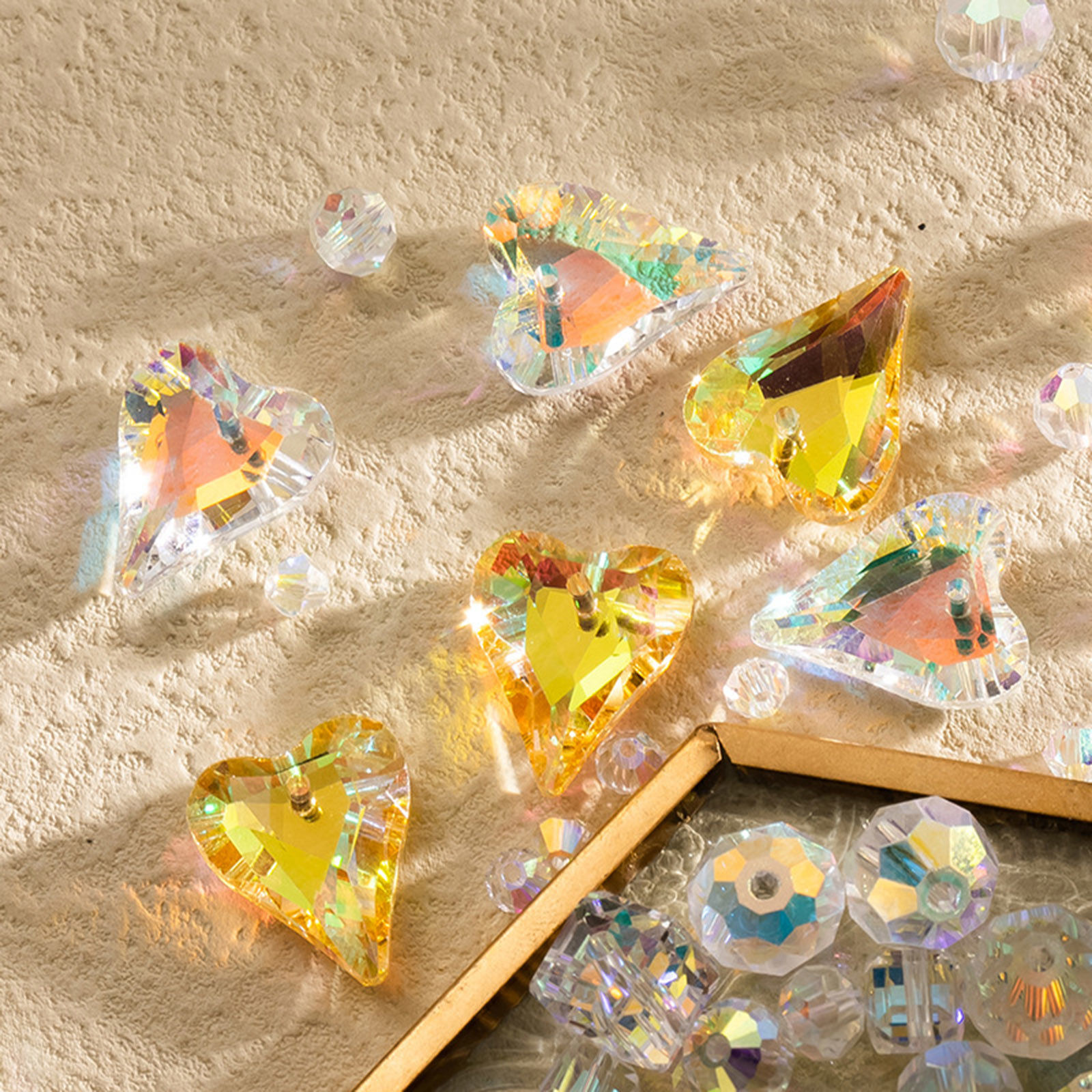 Bild von 1 Packung Glas AB Regenbogenfarbe Nordlicht Charms Herz Bunt Facettiert 17mm x 14mm