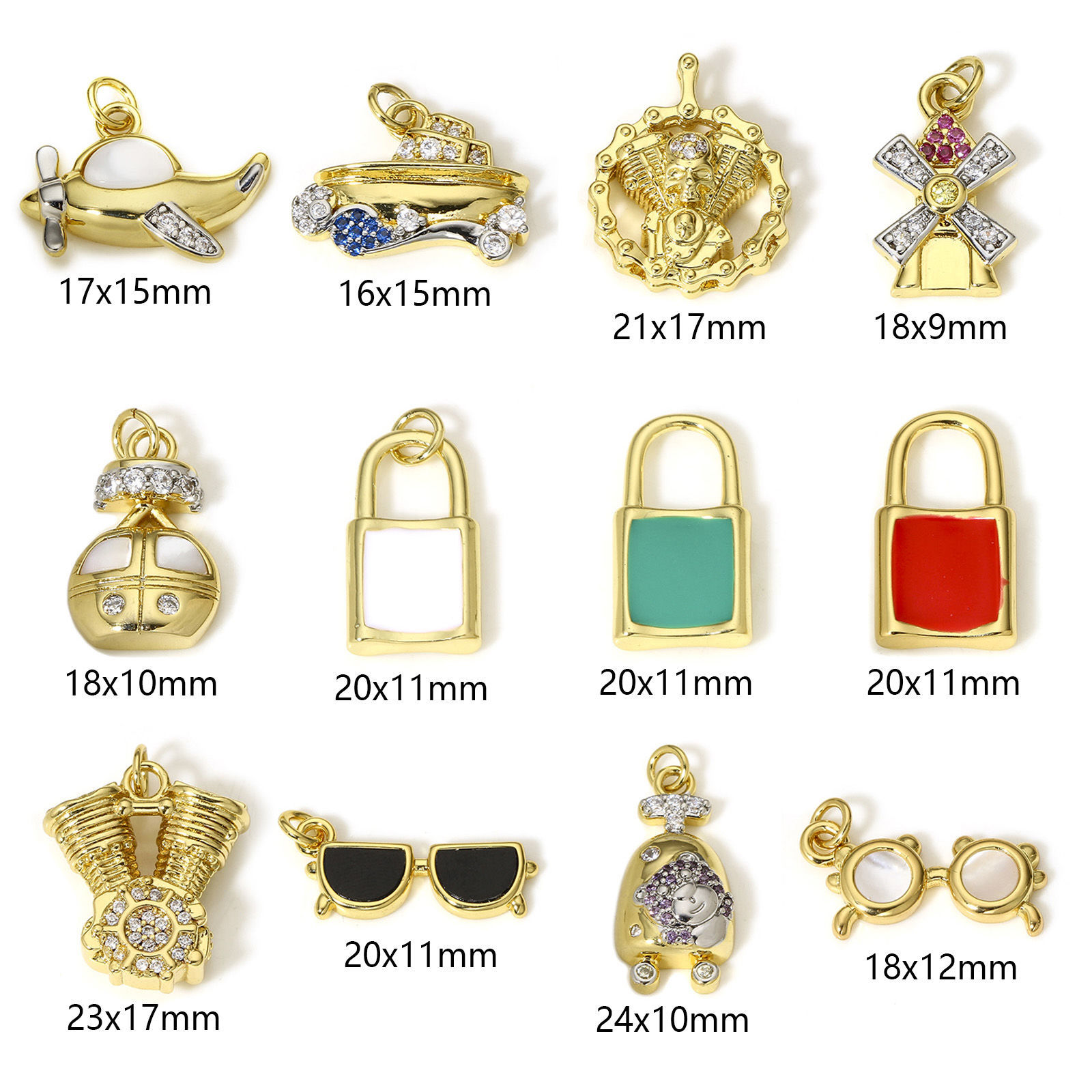 Immagine di 1 Pz Ottone Charms Veicolo 18K Vero Oro Placcato
