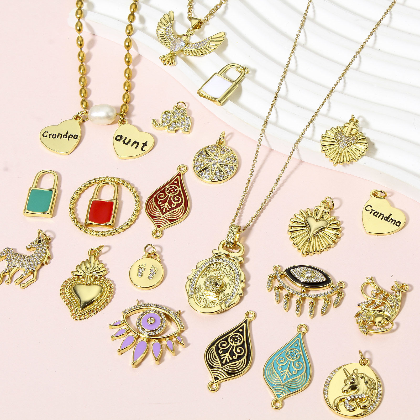 Immagine di 1 Pz Ottone Charms Veicolo 18K Vero Oro Placcato