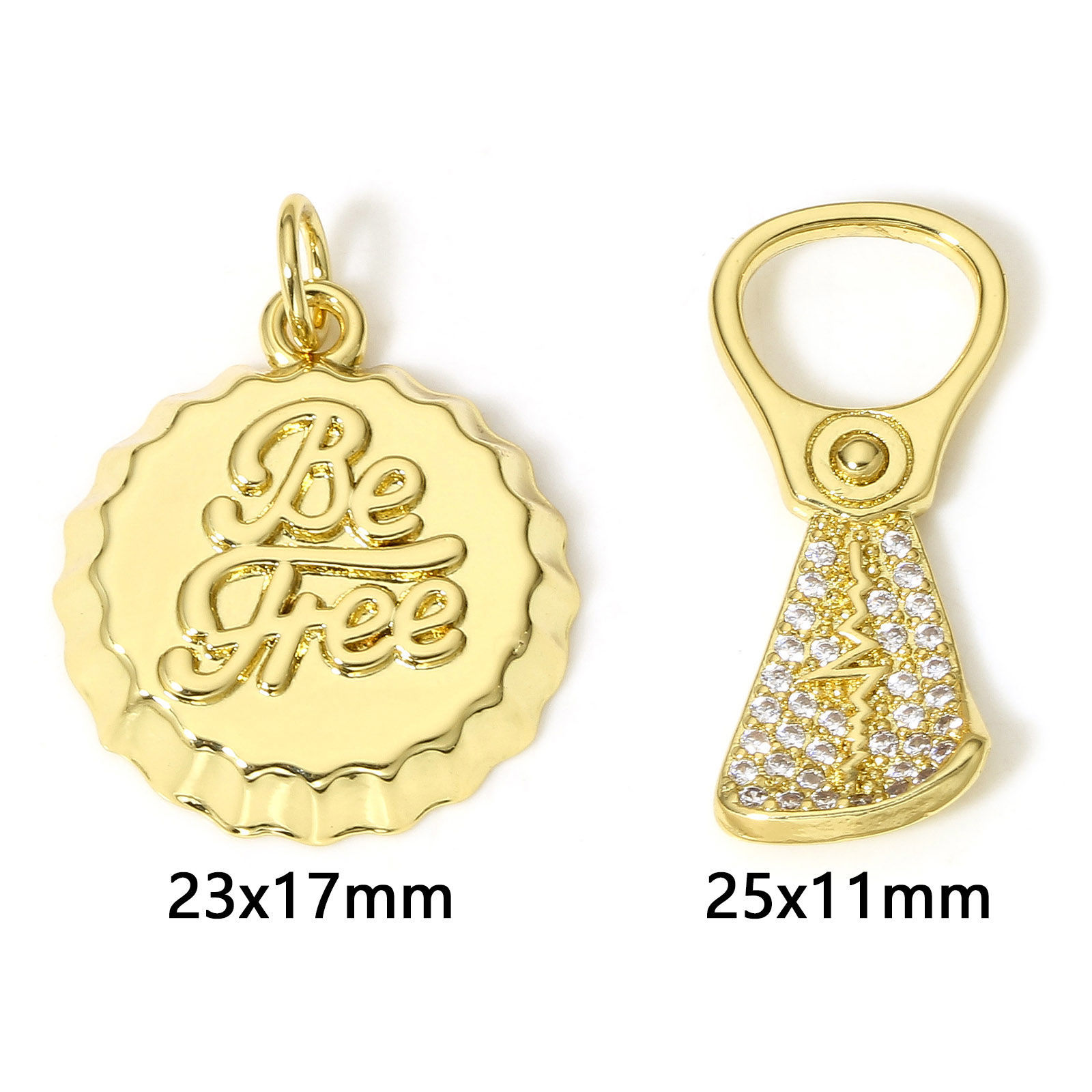 Imagen de 1 Unidad Latón Bottle Cap Joyería Colgantes Charms 18K Oro Real Chapado