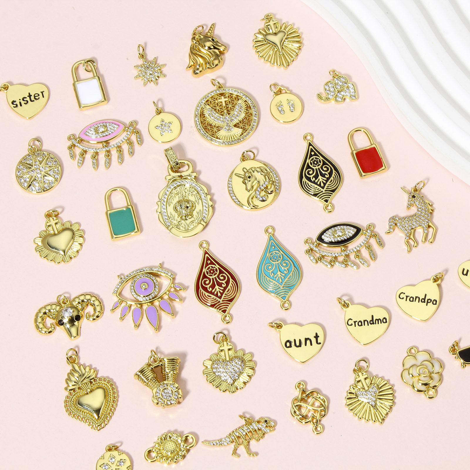 Imagen de 1 Unidad Latón Bottle Cap Joyería Colgantes Charms 18K Oro Real Chapado