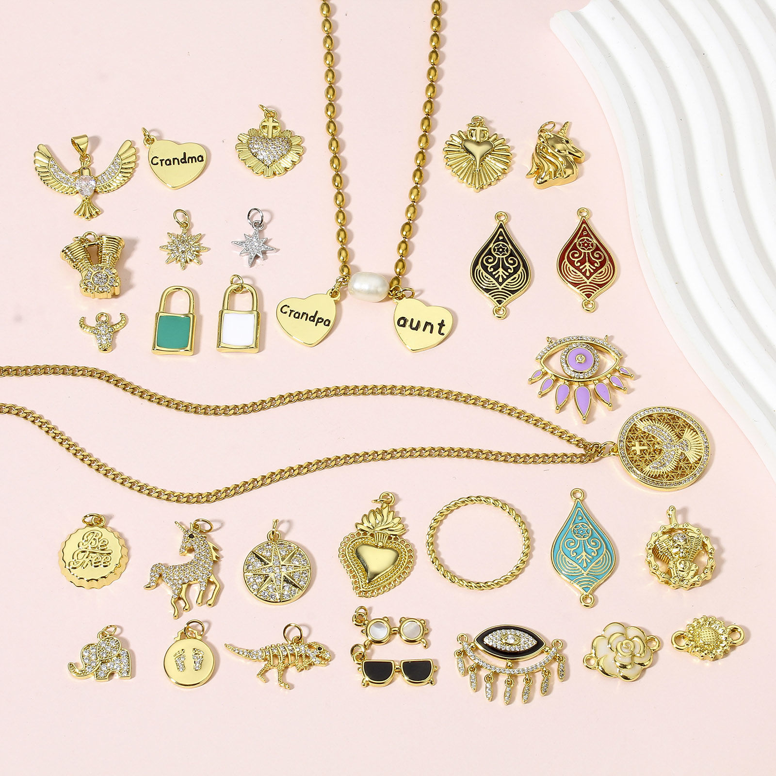 Imagen de 1 Unidad Latón Bottle Cap Joyería Colgantes Charms 18K Oro Real Chapado