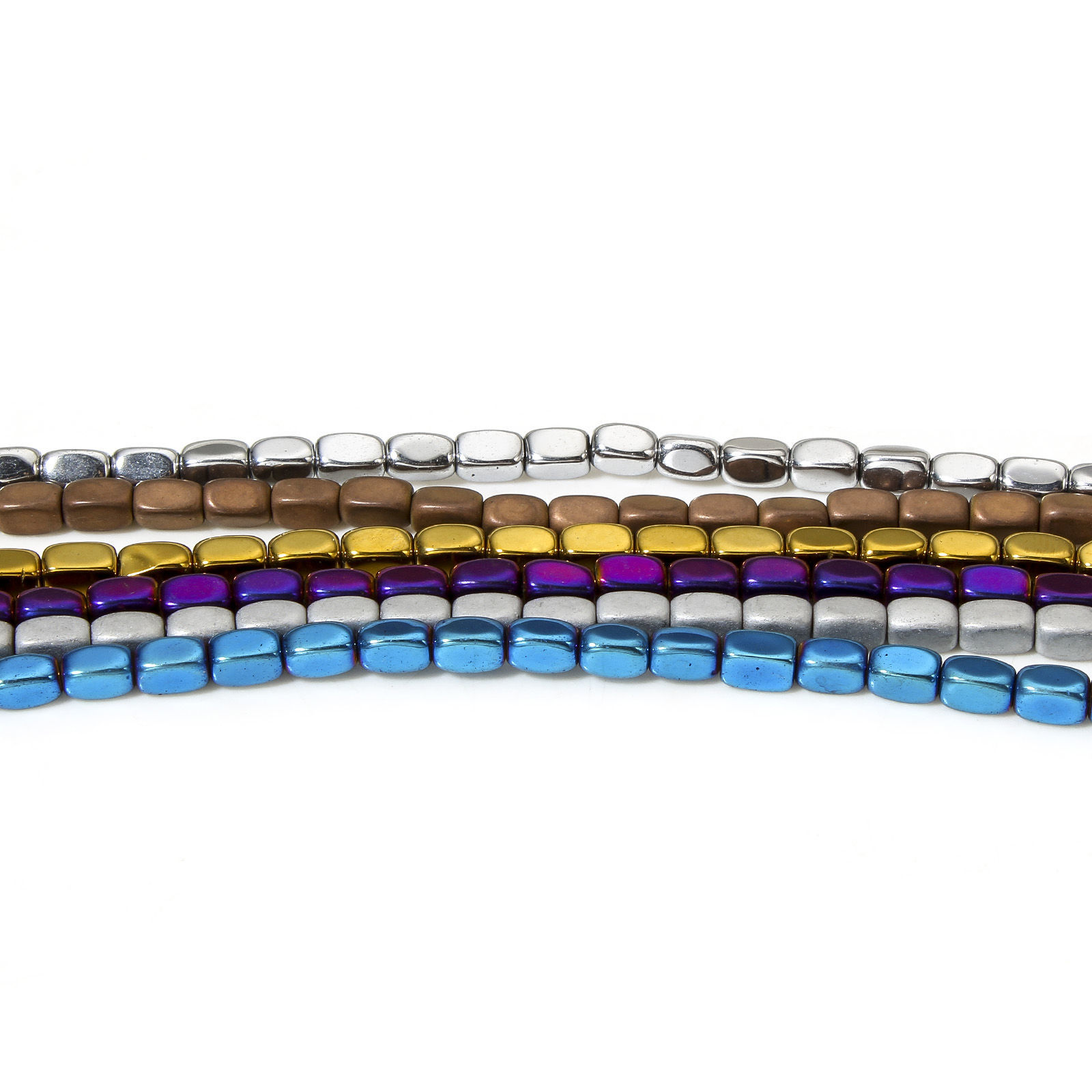 Picture of Hematite ( Natural ) Beads For DIY Jewelry Making Rectangle Cuboid Multicolor About 5mm x 3mm