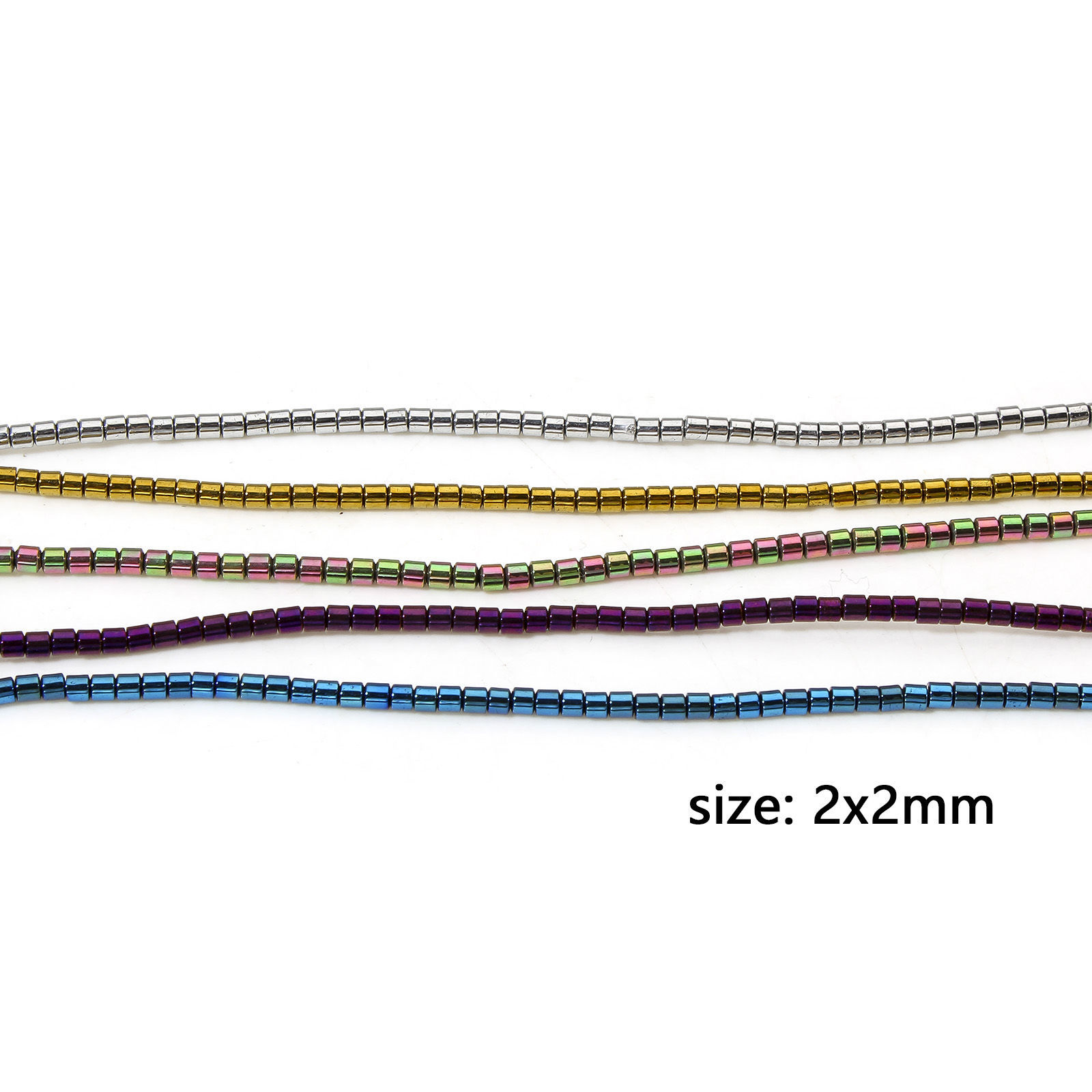 Bild von 1 Strang Hämatit ( Natur ) Perlen für die DIY-Schmuckherstellung Zylinder Bunt ca. 2mm x 2mm