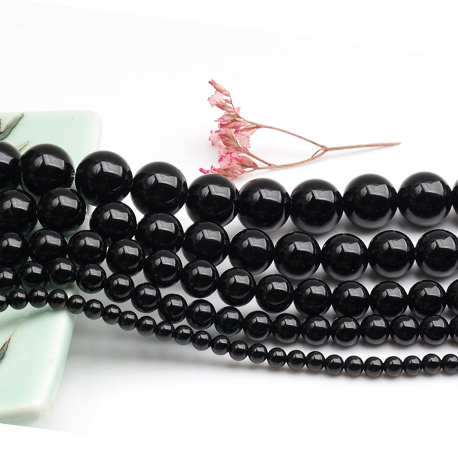 Picture of (Grade 3A) Agate ( Natural ) Loose Beads For DIY Jewelry Making Round Black