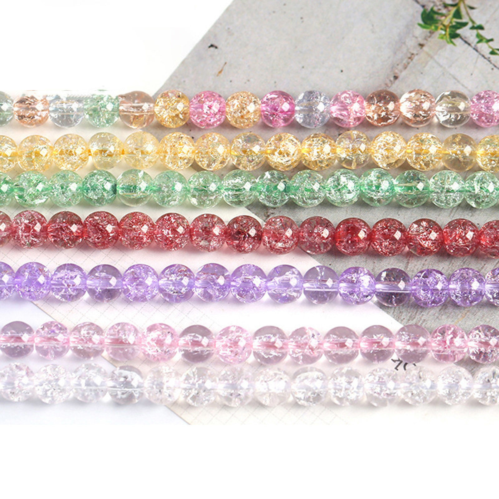 Imagen de 1 Sarta Cristal ( Sintético ) Cuentas para la Fabricación de Joyas con Dijes de Bricolaje Ronda Agrietado