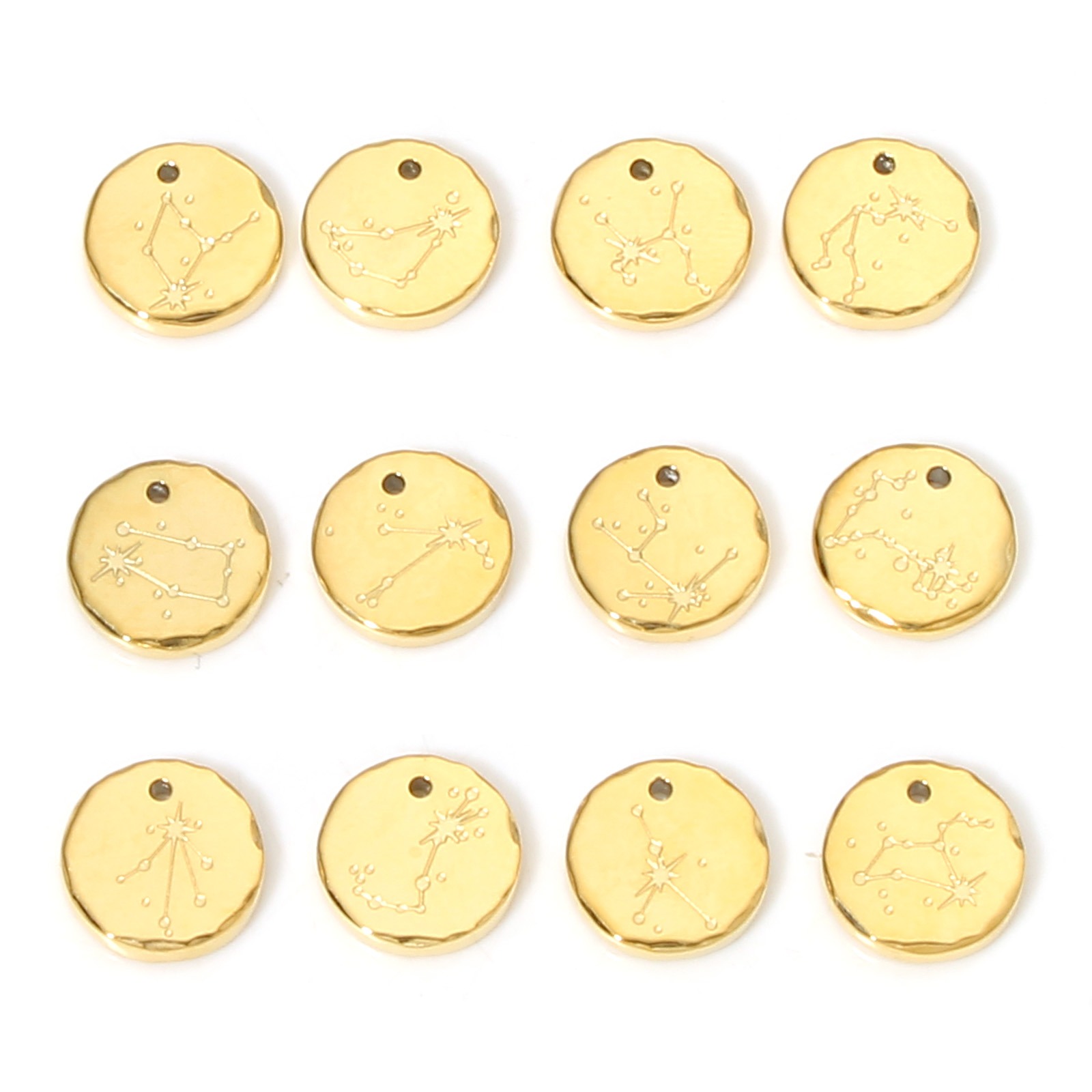 Imagen de 1 Unidad Enchapado al Vacío Ecológico 304 Acero Inoxidable Elegante Colgantes Charms Ronda Chapado en Oro Constelación
