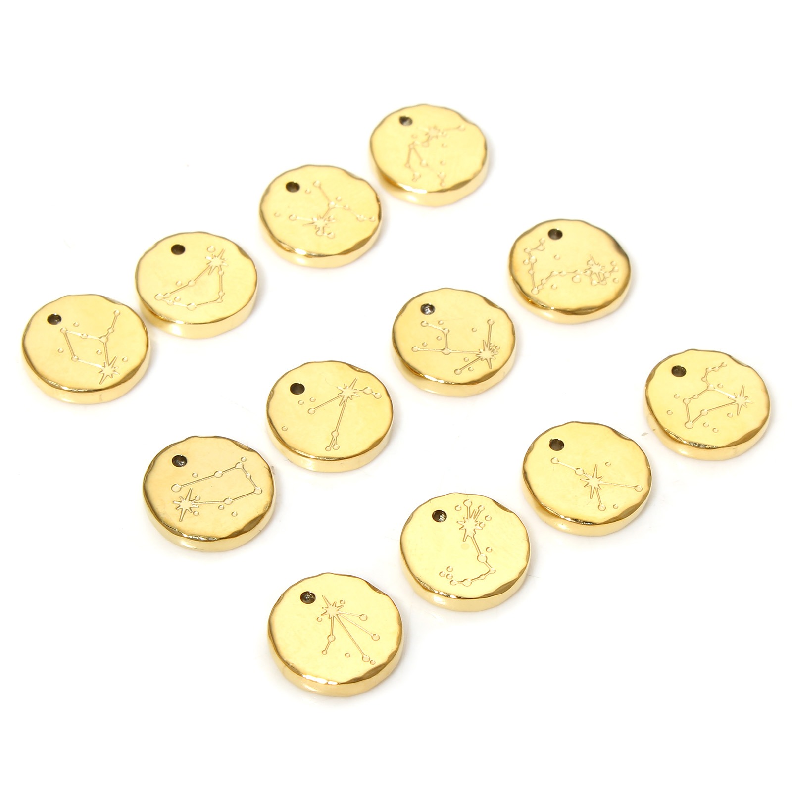 Imagen de 1 Unidad Enchapado al Vacío Ecológico 304 Acero Inoxidable Elegante Colgantes Charms Ronda Chapado en Oro Constelación