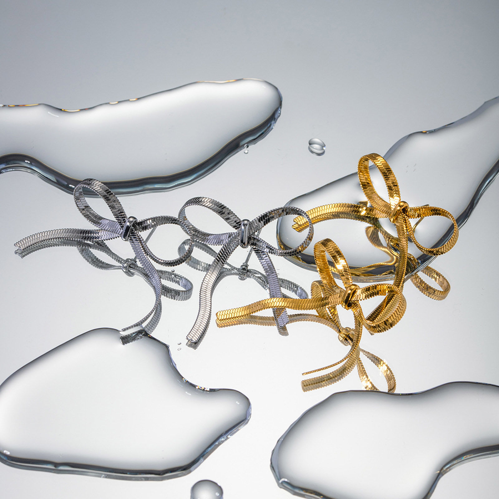 Изображение 1 Пара Гипоаллергенный Стильный Инс Стиль настоящее золото с покрытием 304 Нержавеющая Сталь Банты Серьги Шпильки Для женщин Партия