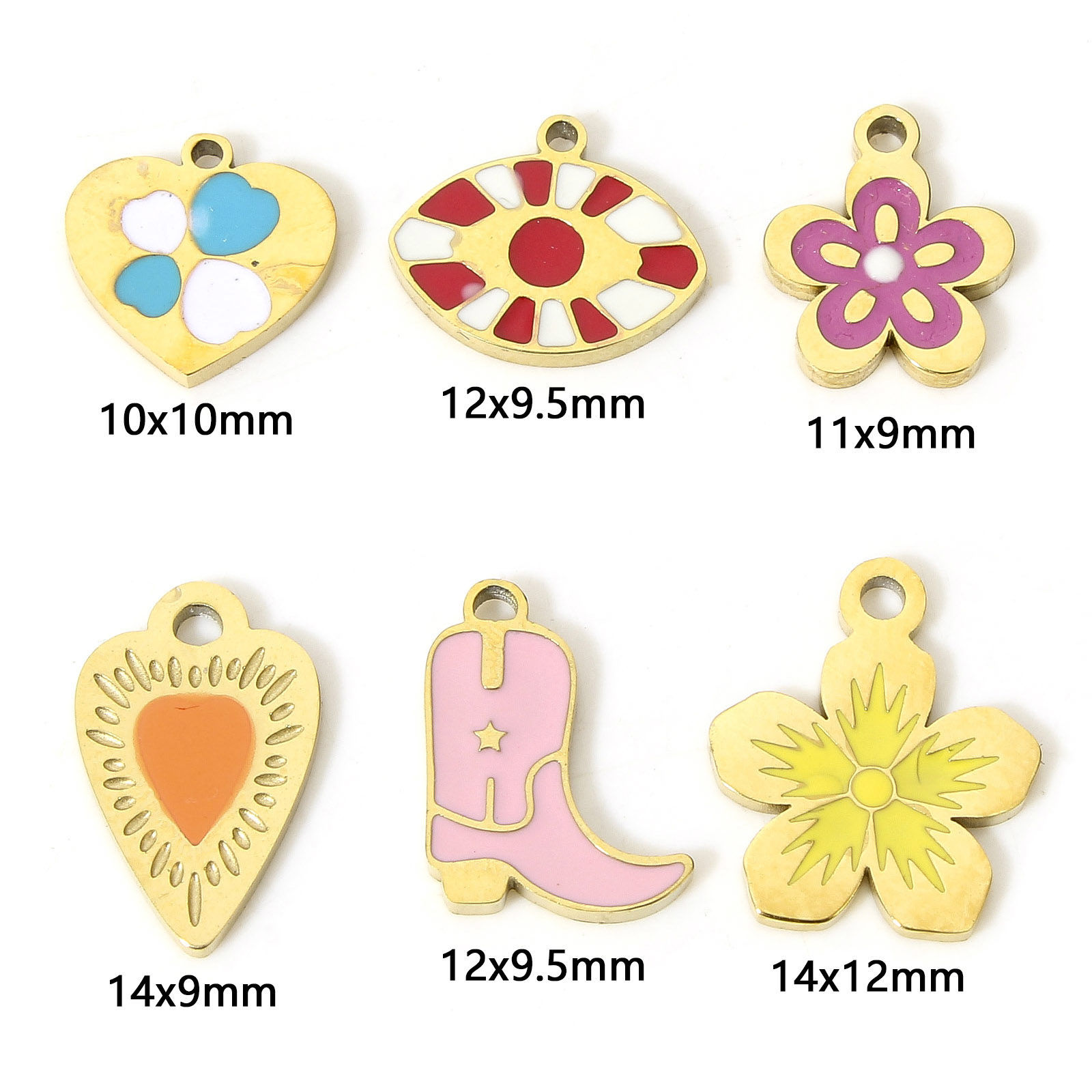 Picture of Eco-friendly 304 Stainless Steel Stylish Charms 18K Real Gold Plated Multicolor Flower Enamel