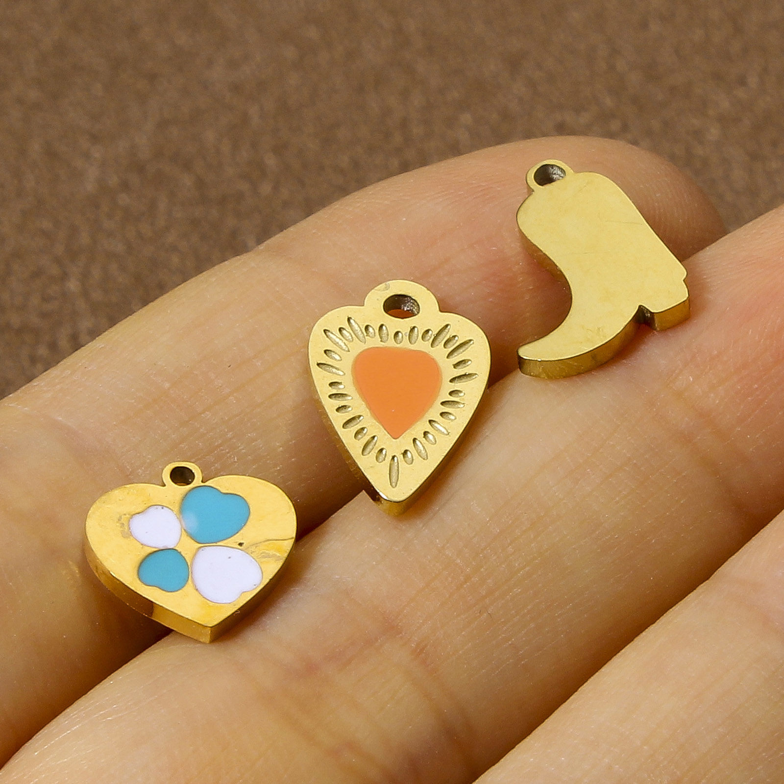 Picture of Eco-friendly 304 Stainless Steel Stylish Charms 18K Real Gold Plated Multicolor Flower Enamel