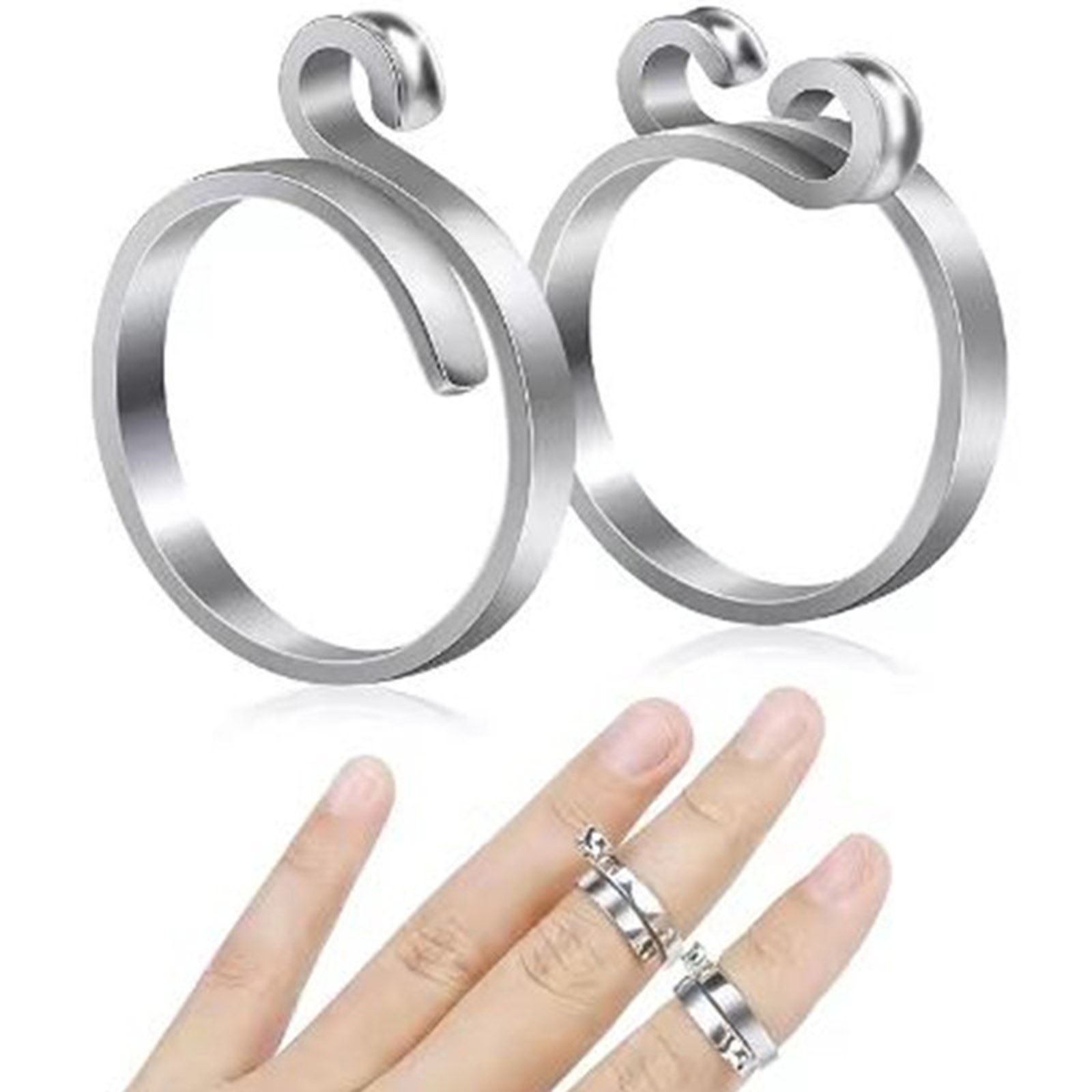 Изображение 1 ШТ Цинковый Сплав Регулируемая петля для вязания крючком, направляющее кольцо для пальца Серебряный Тон 25мм