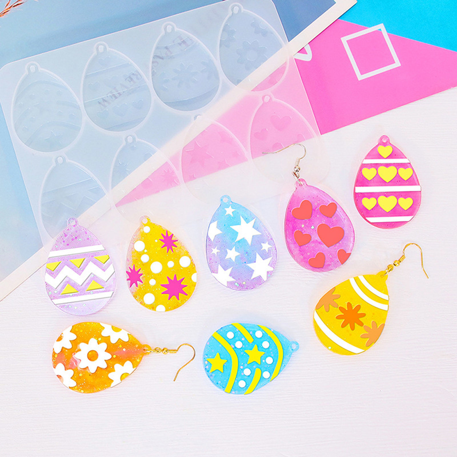 Picture of Silicone Easter Day Resin Mold For Keychain Necklace Earring Pendant Jewelry DIY Making White