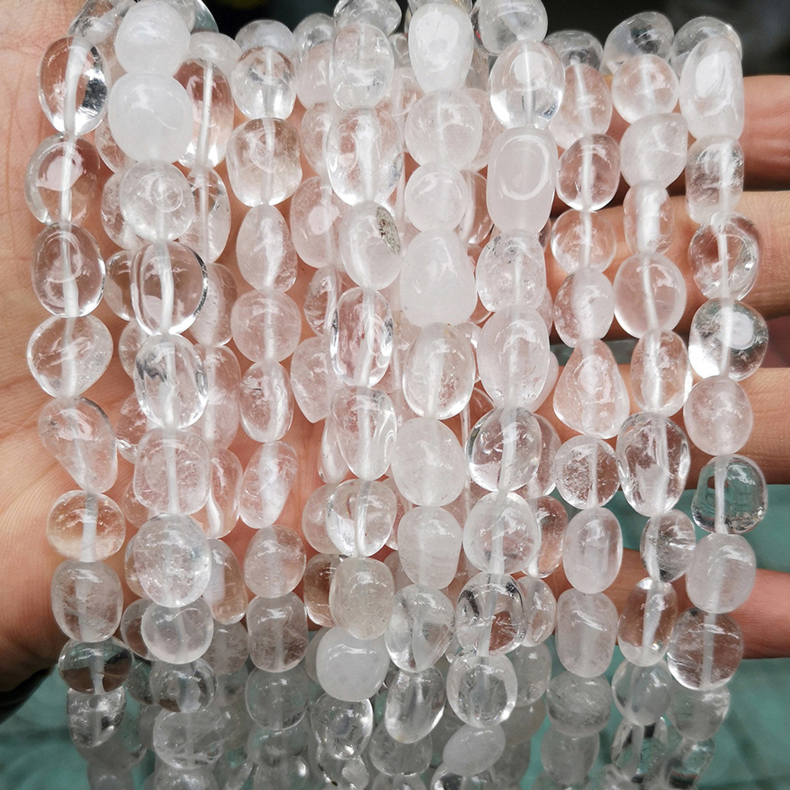Image de 1 Enfilade Perles pour DIY Fabrication de Bijoux en Quartz en Cristal de Roche ( Naturel ) Irrégulier