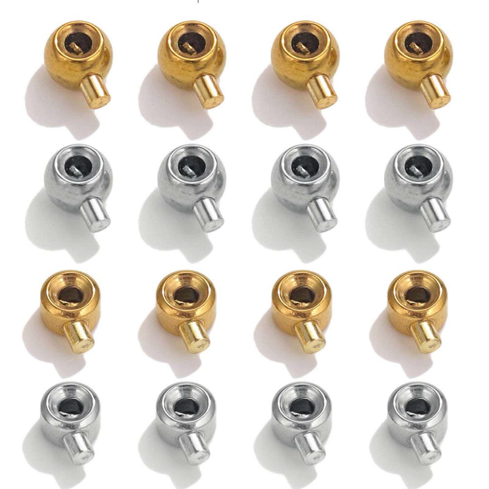 Bild von 5 Stück 304 Edelstahl Quetschperlen-Stopper für Armbänder, Halskettenenden, Schmuckherstellungszubehör Flachrund