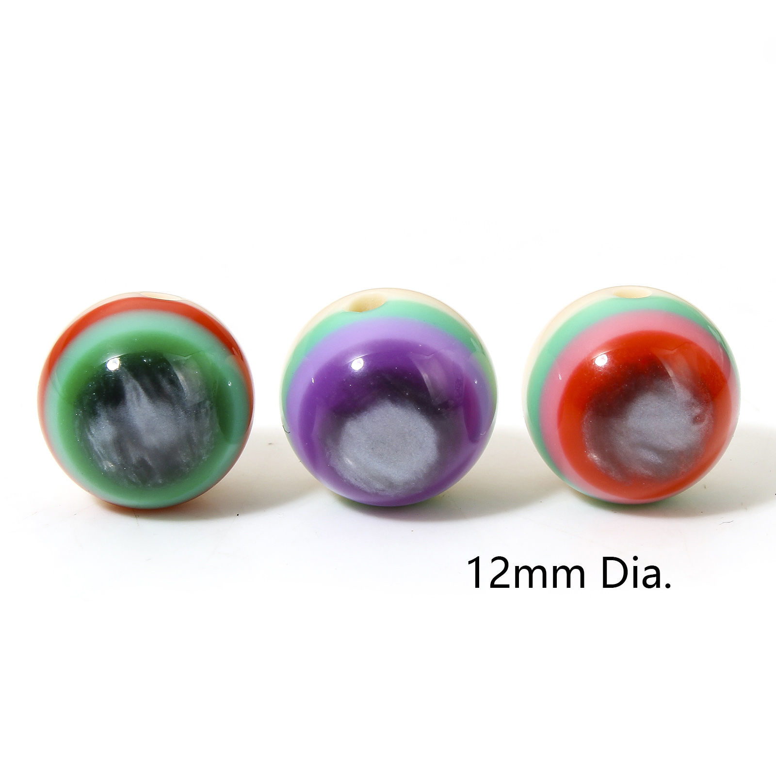 Picture of Resin Anatomy Jewerly Spacer Beads For DIY Jewelry Making Round Multicolor Eye Pattern About 12mm Dia, Hole: Approx 1.8mm