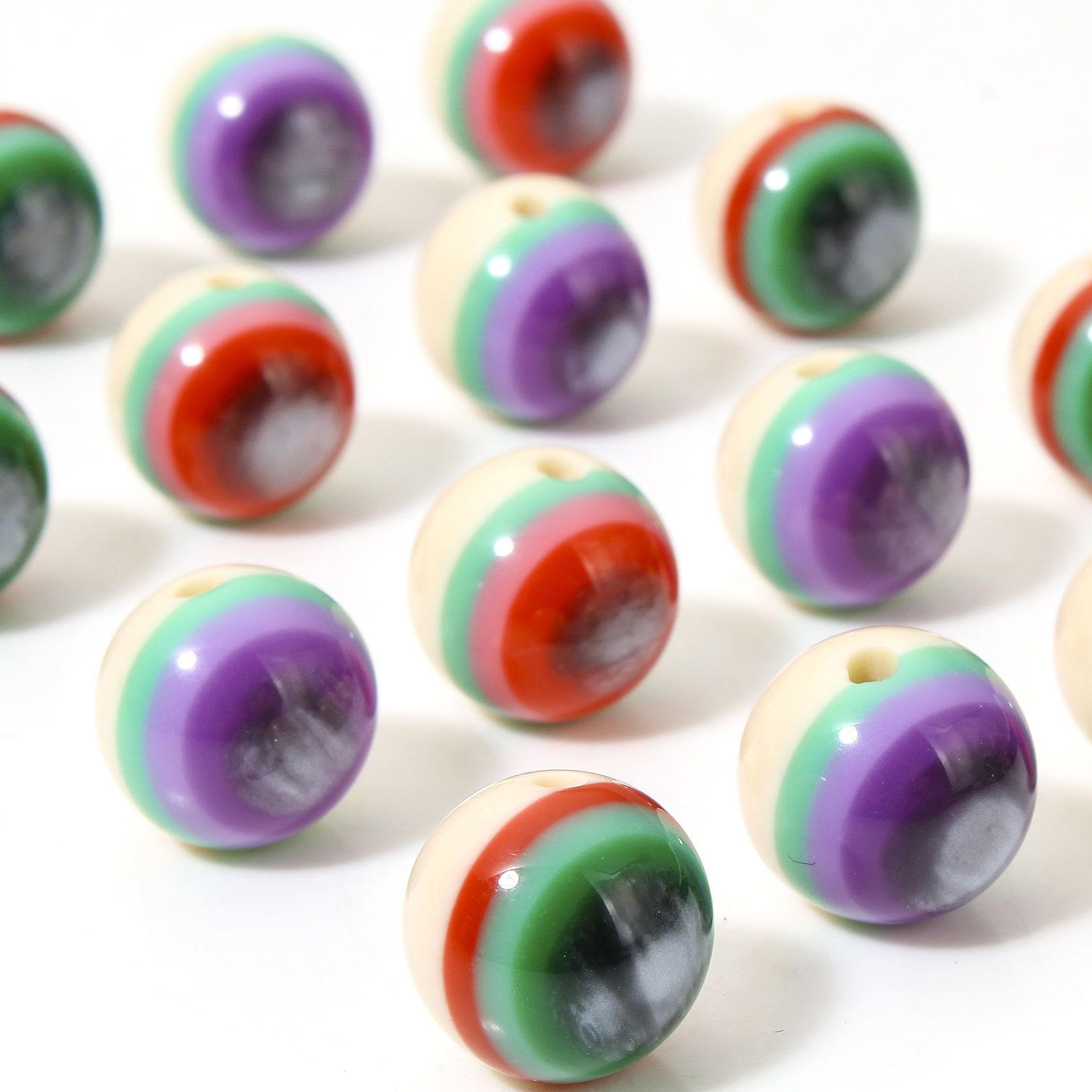 Picture of Resin Anatomy Jewerly Spacer Beads For DIY Jewelry Making Round Multicolor Eye Pattern About 12mm Dia, Hole: Approx 1.8mm