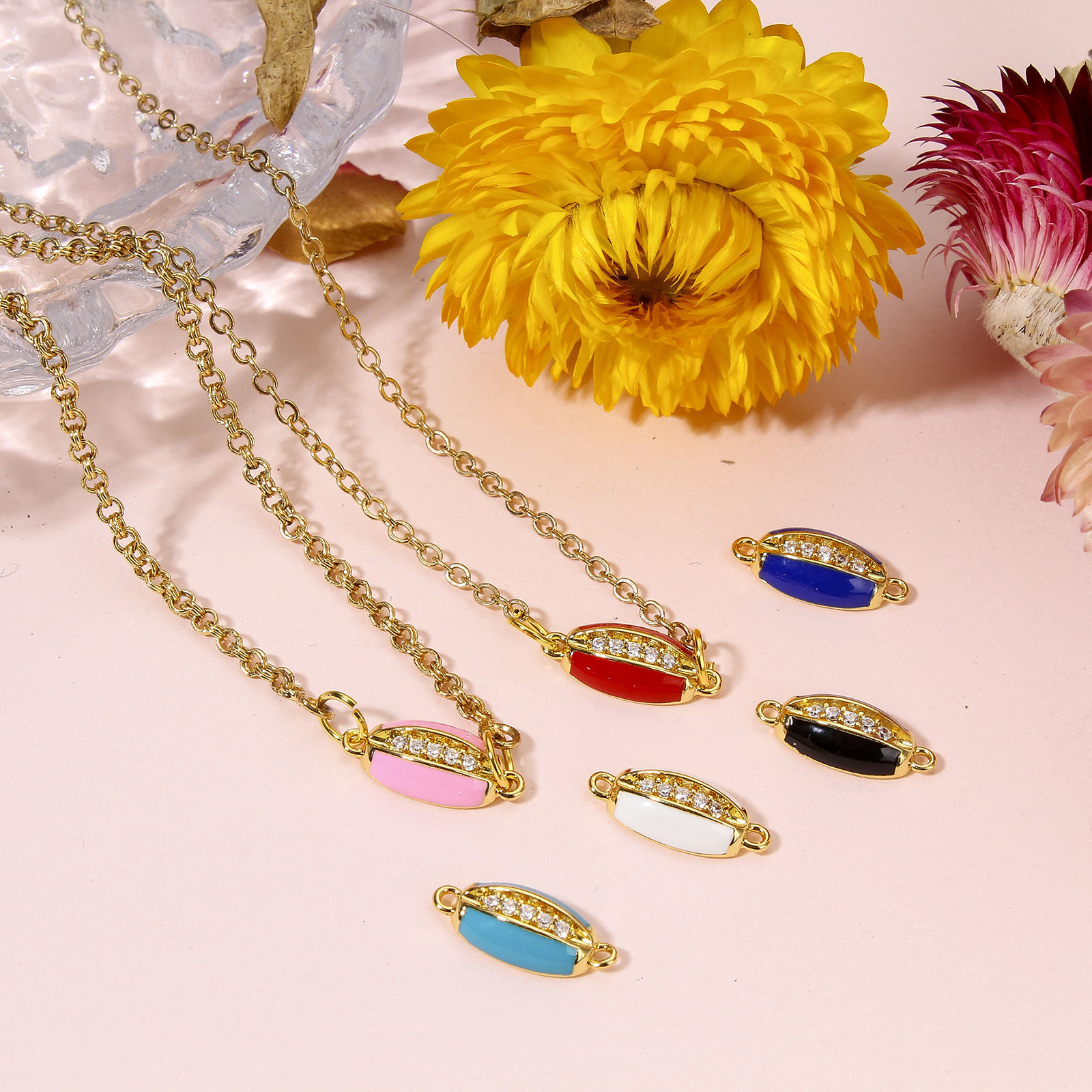 Bild von 1 Stück Messing Steckverbinder Charms Anhänger Monetaria caputserpentis Muschelschale 18K Echtgold plattiert Bunt Emaille Klar Zirkonia 15mm x 7mm