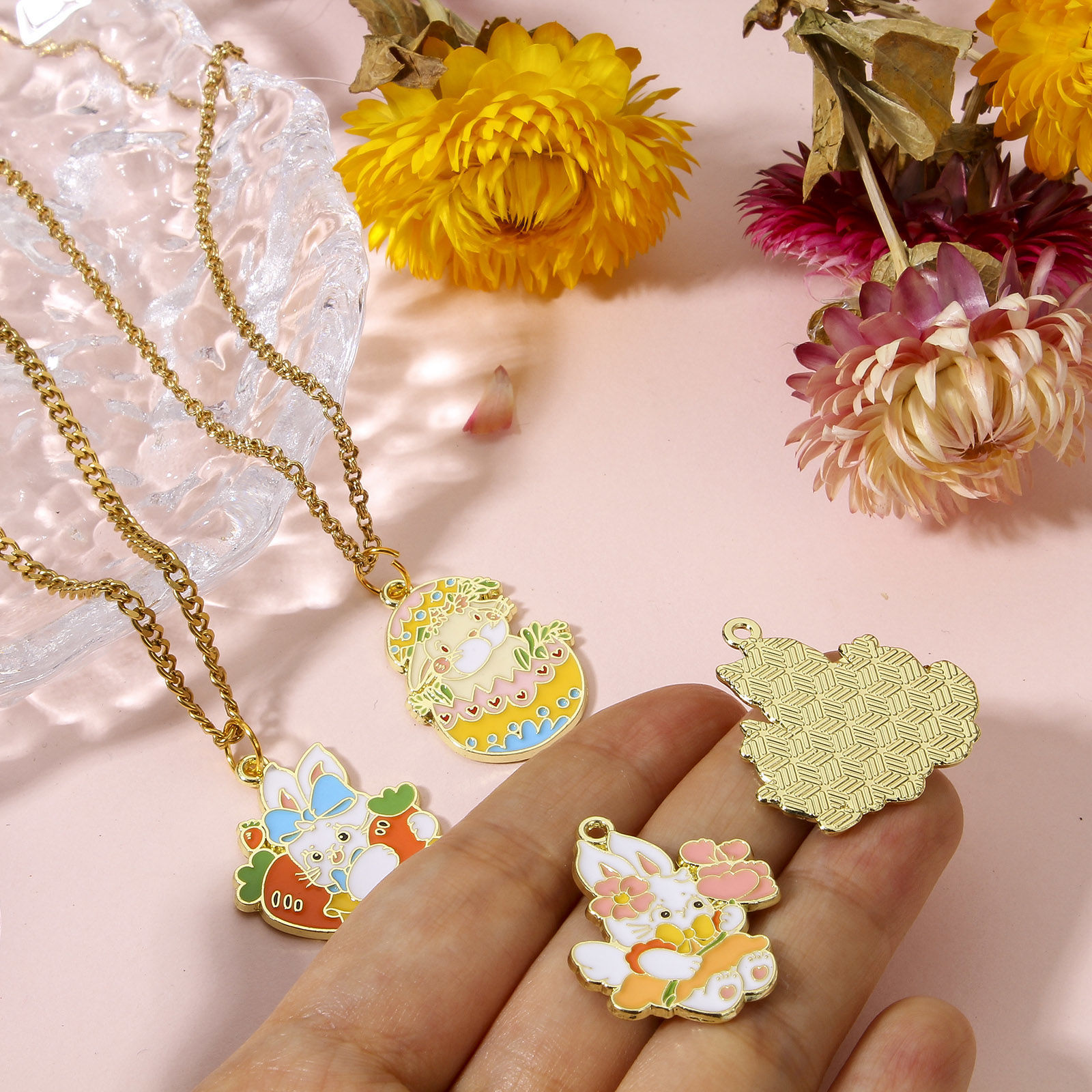 Изображение 10 ШТ Пасха Подвески Позолоченный Разноцветный С Эмалью