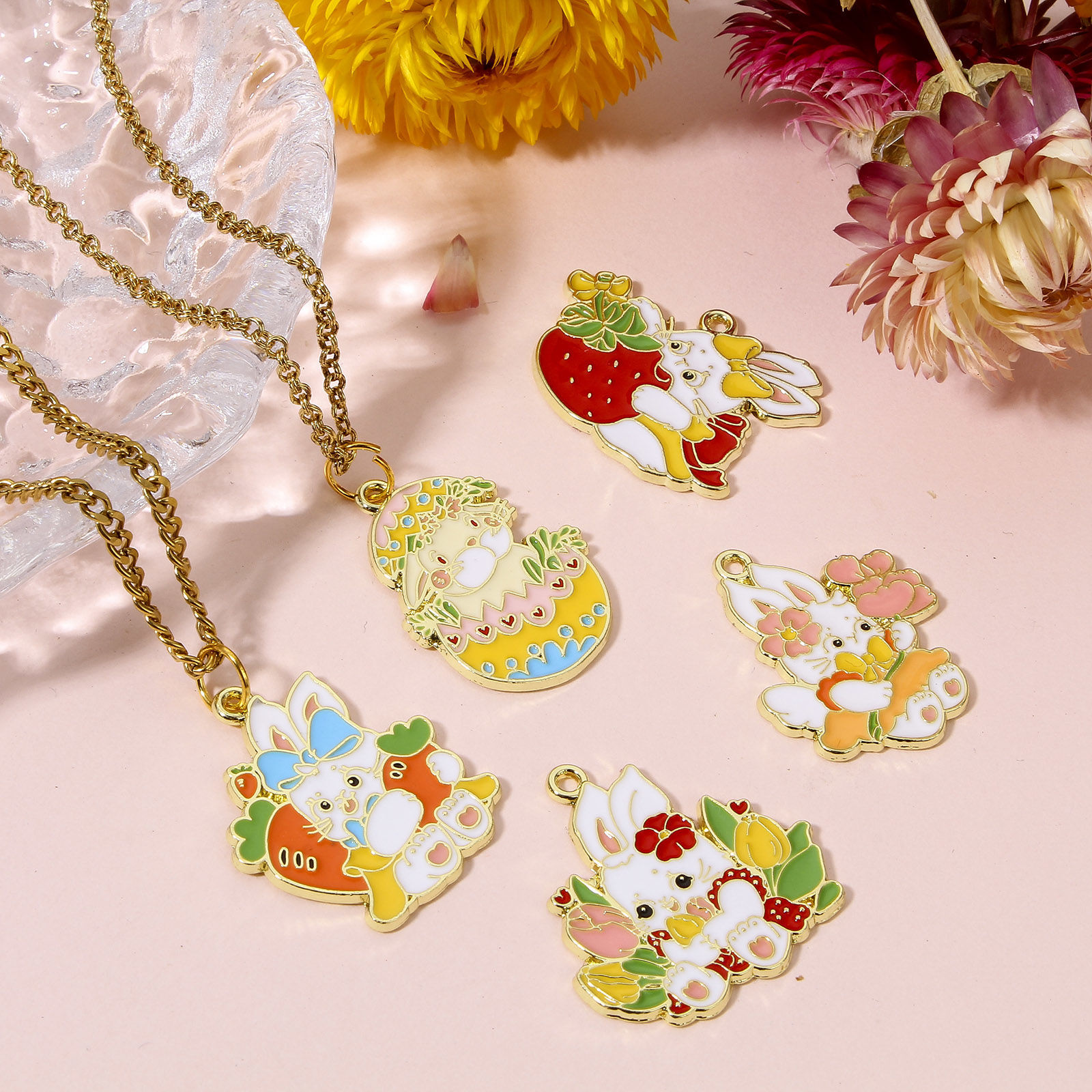 Изображение 10 ШТ Пасха Подвески Позолоченный Разноцветный С Эмалью