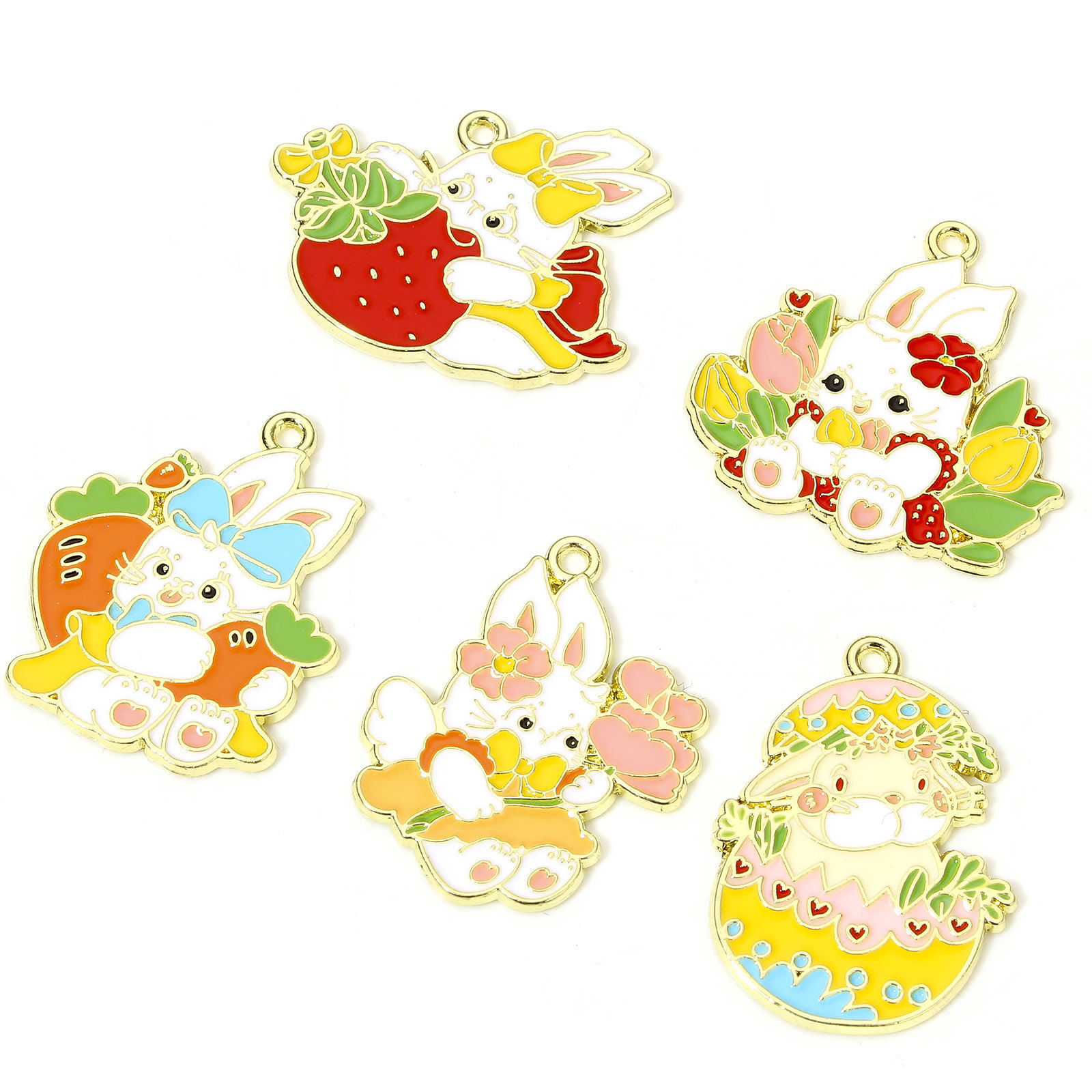 Изображение 10 ШТ Пасха Подвески Позолоченный Разноцветный С Эмалью