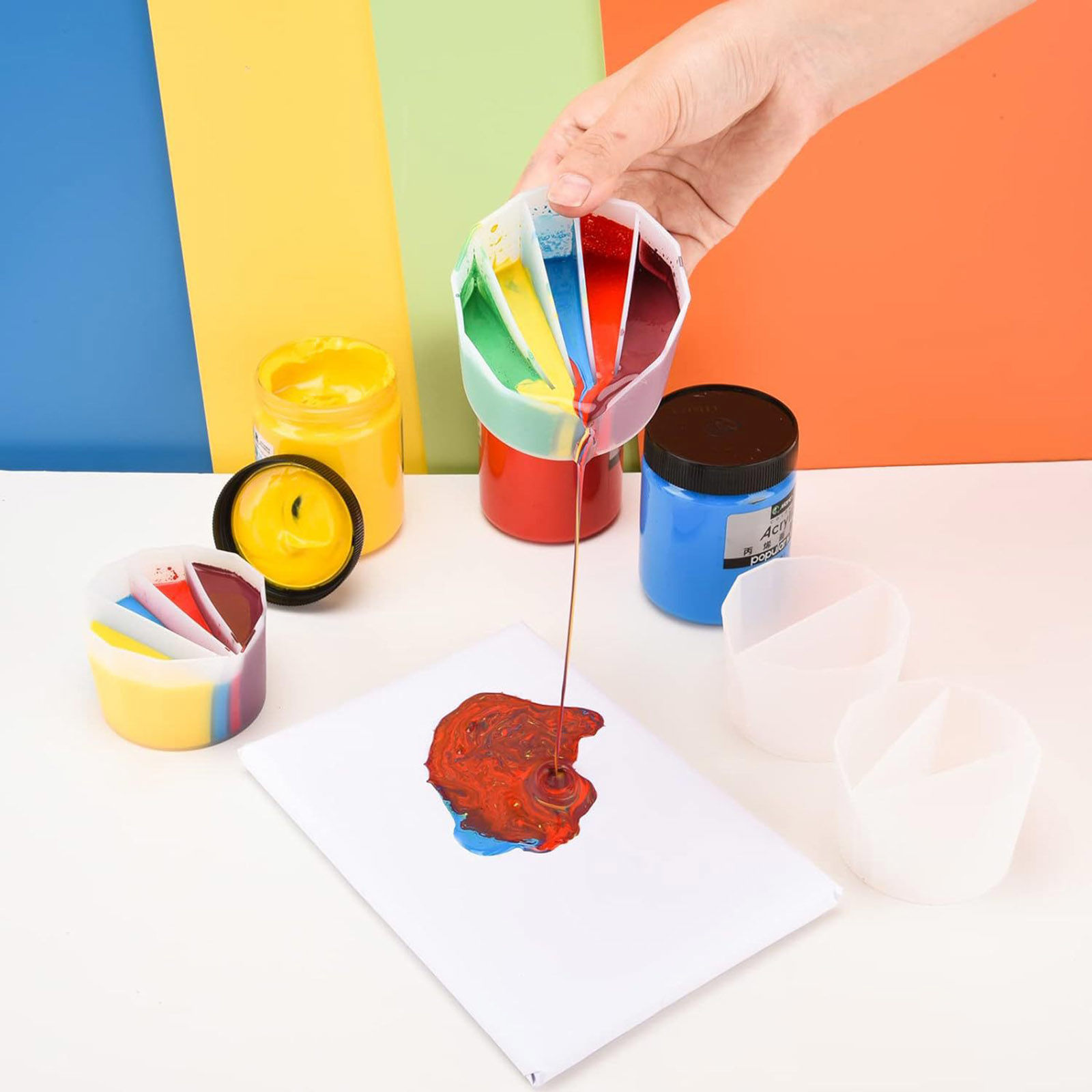 Picture of Silicone Distributing Cup Liquid Pigment Color Mixing For DIY Epoxy Resin Crafts Making Tools White 9cm x 7.9cm