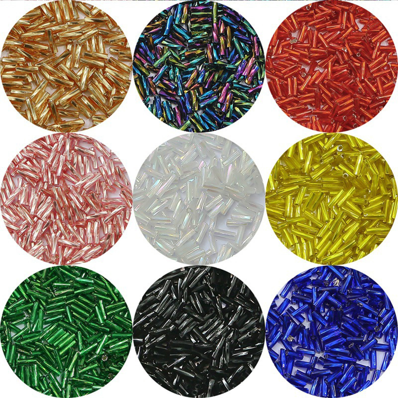Picture of Glass Seed Beads Twisted Bugle Multicolor About 6mm x 2mm