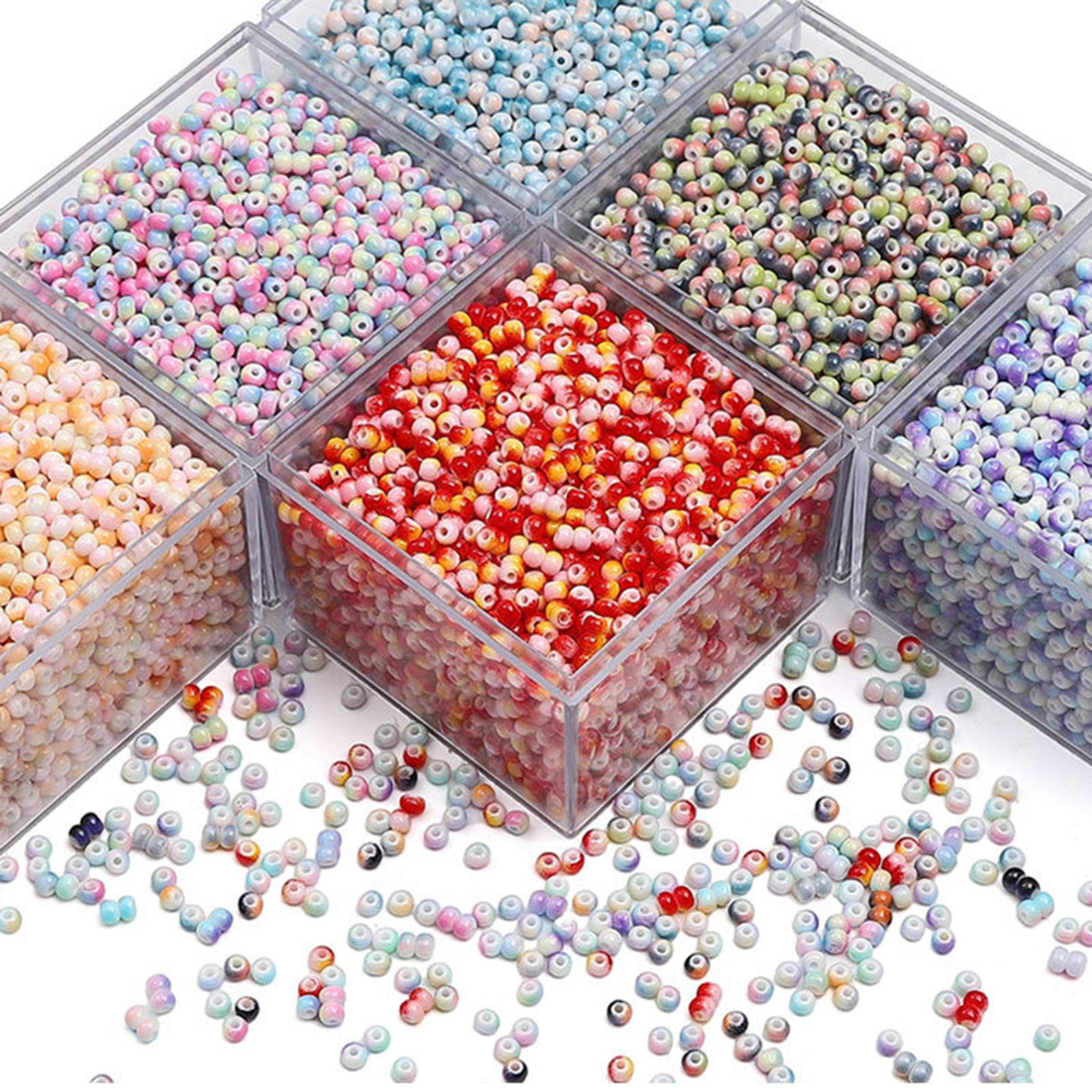 Bild von 10 Gramm Glas Rocailles Rocailles Perlen Rund Rocailles Bunt Farbverlauf ca. 3mm D.