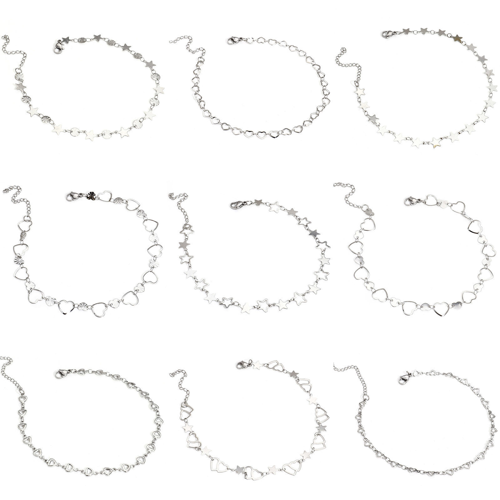 Picture of 304 Stainless Steel Handmade Link Chain Anklet Silver Tone With Lobster Claw Clasp And Extender Chain