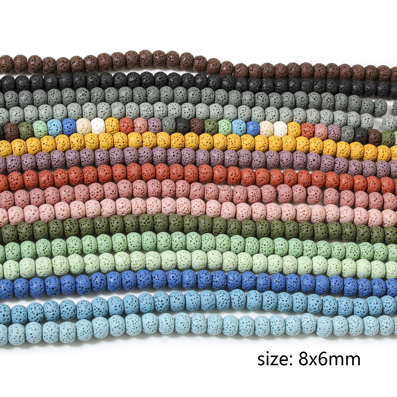 Picture of (Grade A) Lava Rock ( Natural Dyed ) Beads For DIY Jewelry Making Drum About 8mm x 6mm