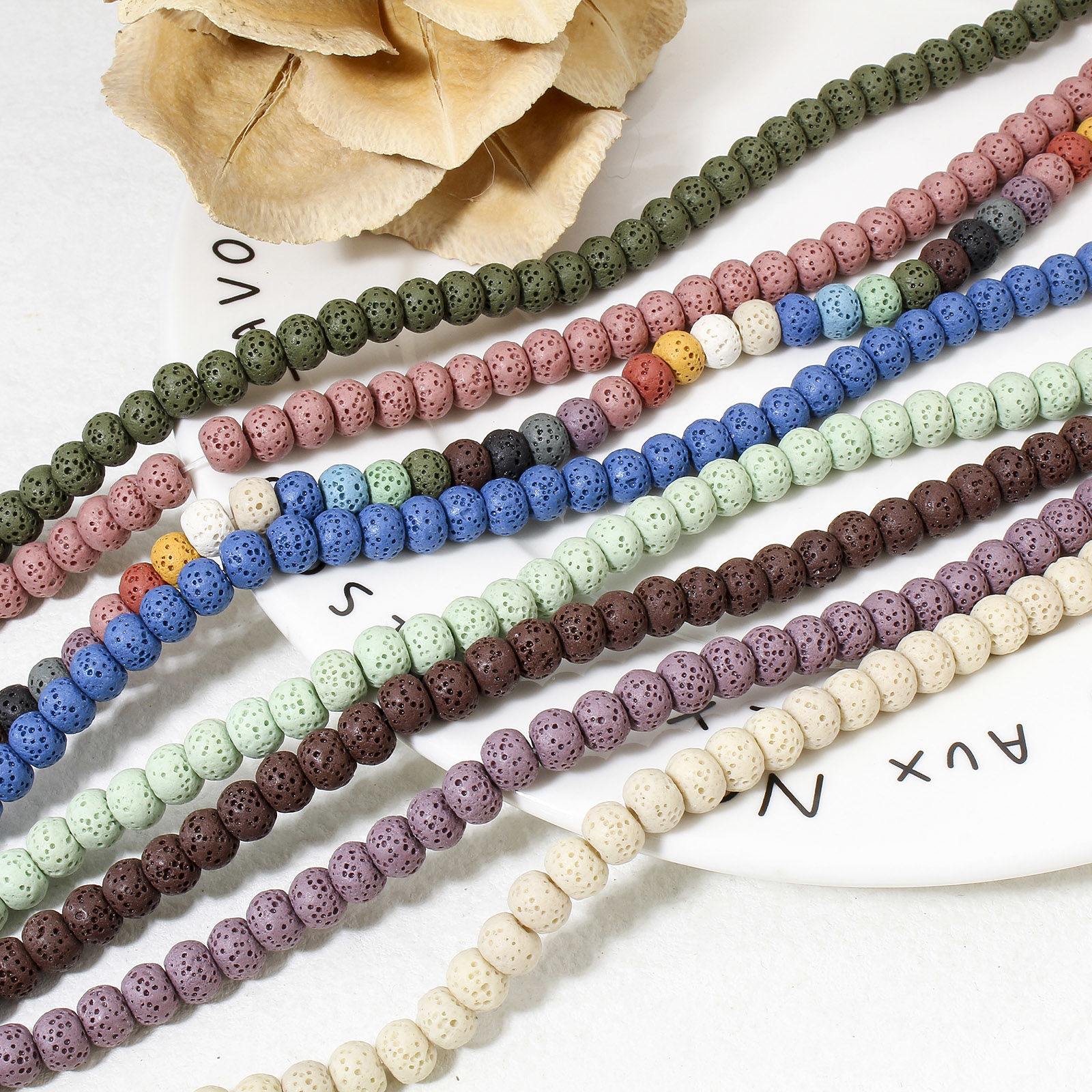 Picture of (Grade A) Lava Rock ( Natural Dyed ) Beads For DIY Jewelry Making Drum About 8mm x 6mm