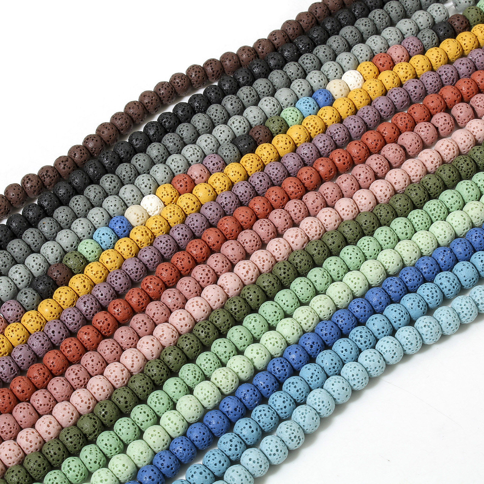 Picture of (Grade A) Lava Rock ( Natural Dyed ) Beads For DIY Jewelry Making Drum About 8mm x 6mm