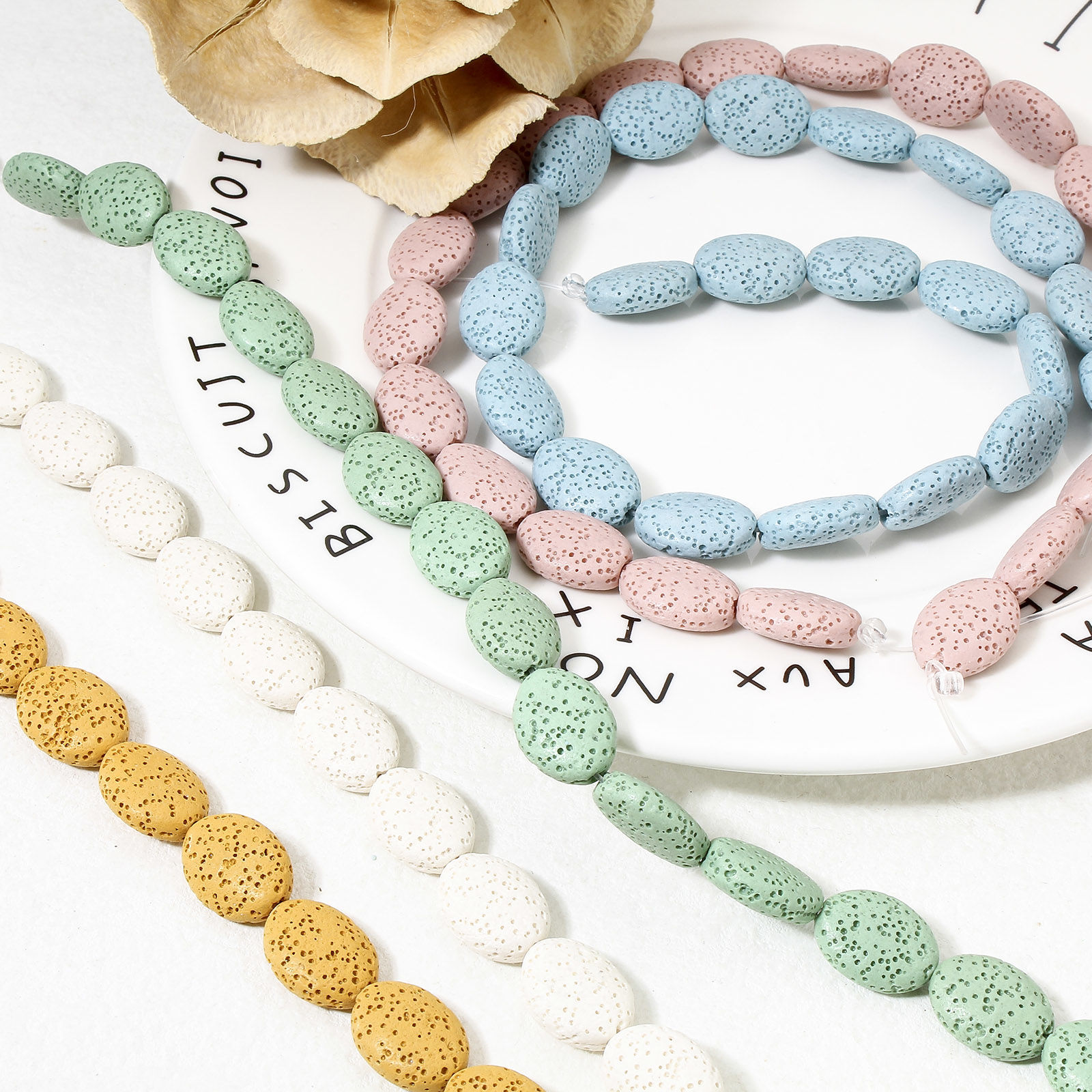 Picture of (Grade A) Lava Rock ( Natural Dyed ) Beads For DIY Jewelry Making Oval About 18mm x 14mm