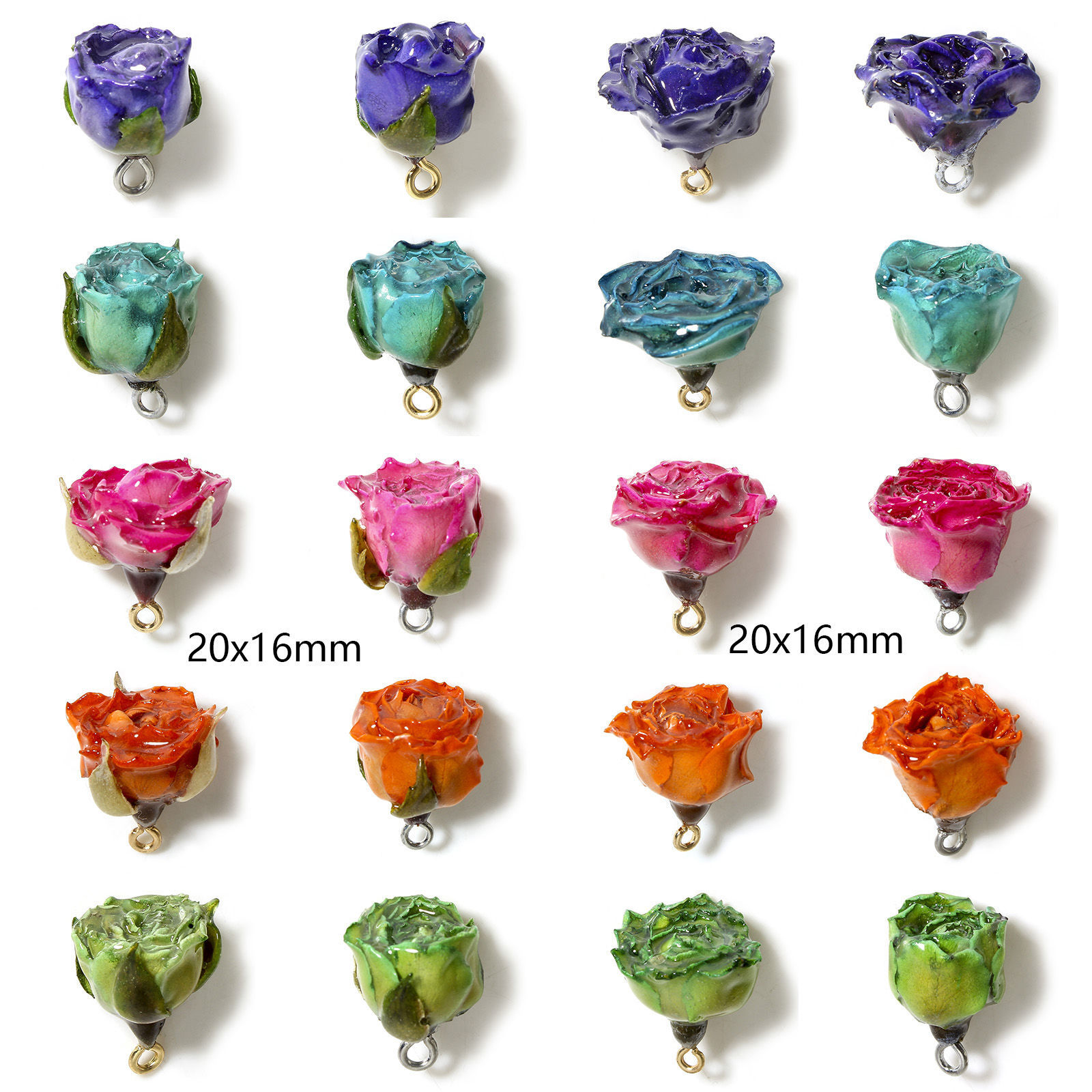 Imagen de 1 Unidad Artesanial Resina Flor Real Colgantes Flor Hoja 3D Multicolor Multicolor 20mm x 16mm