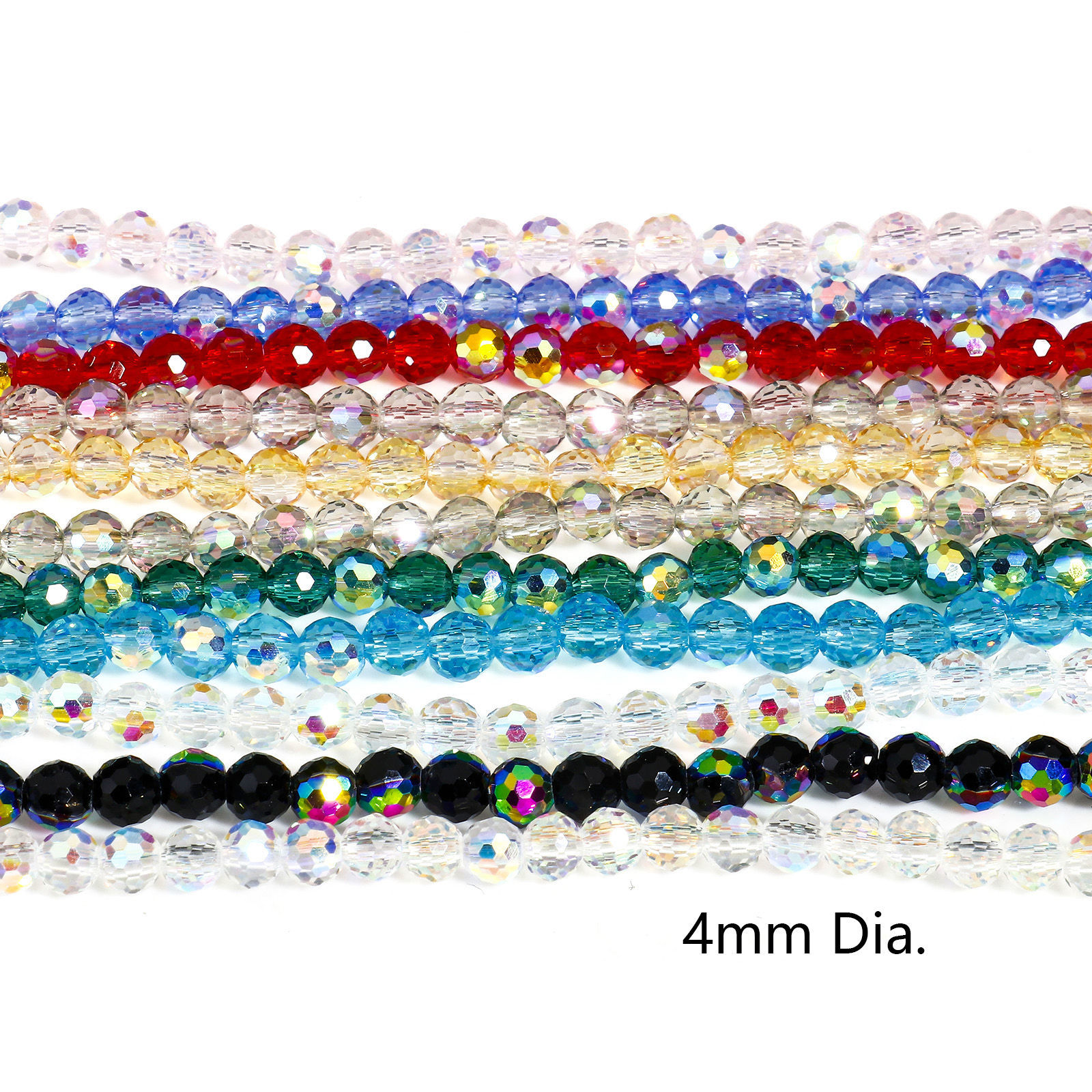 Imagen de 1 Sarta Vidrio Cuentas para la Fabricación de Joyas con Dijes de Bricolaje Ronda, Multicolor AB Color Sección Aprox 4mm Diámetro