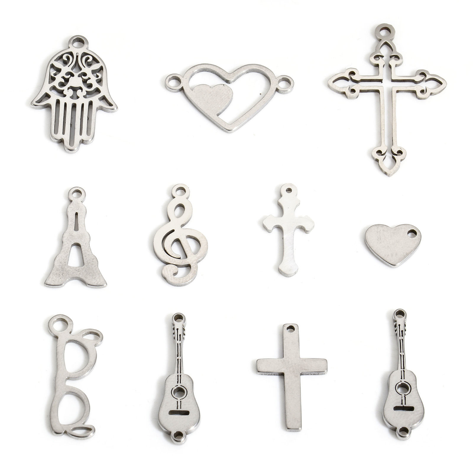 Picture of Eco-friendly 304 Stainless Steel Simple Charms Silver Tone Heart Hollow