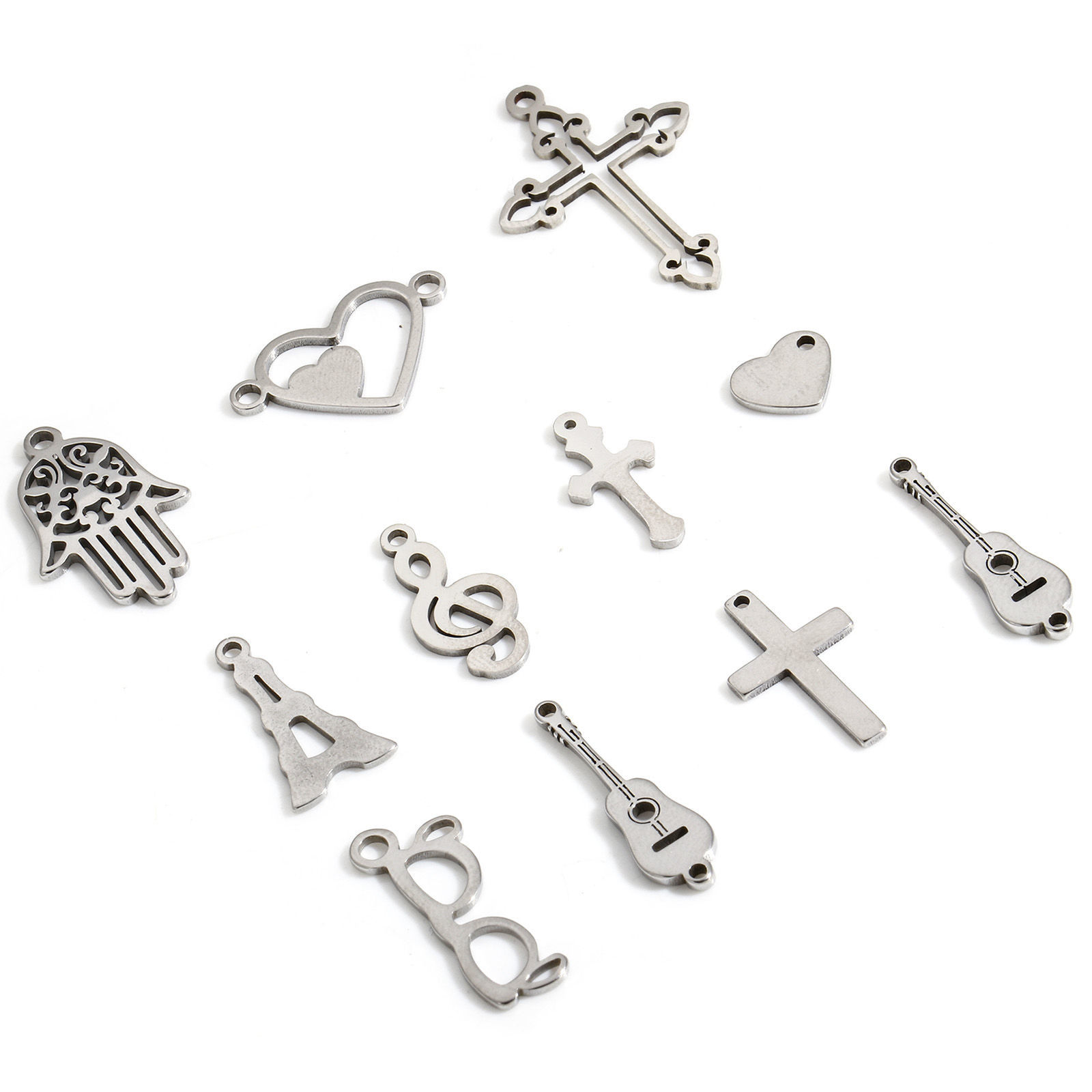 Picture of Eco-friendly 304 Stainless Steel Simple Charms Silver Tone Heart Hollow