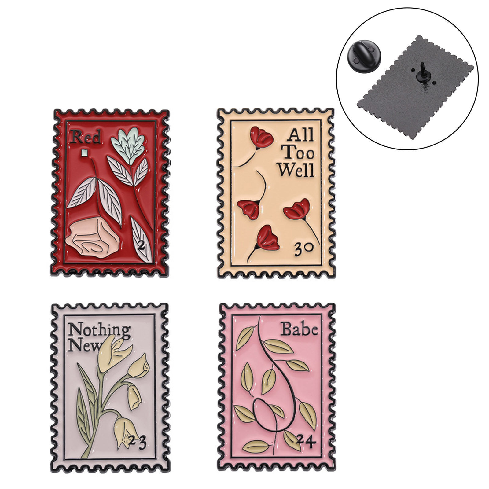 Bild von 1 Stück Pastoraler Stil Brosche Rechteck Blumen Bunt Emaille