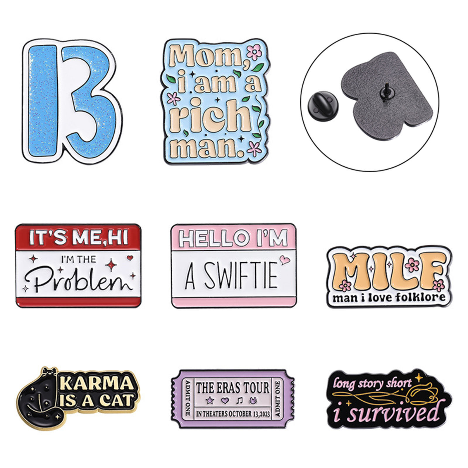 Picture of Simple Pin Brooches Irregular Message " B " Multicolor Enamel