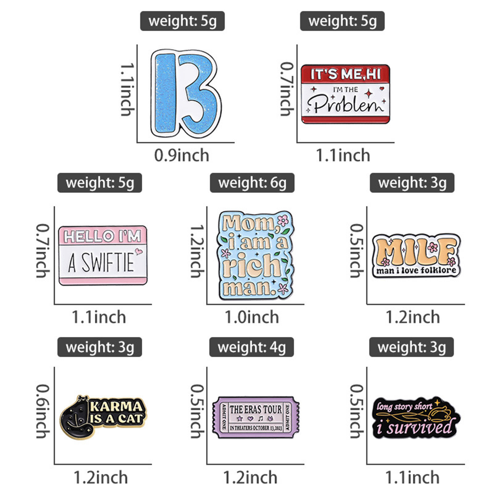 Picture of Simple Pin Brooches Irregular Message " B " Multicolor Enamel