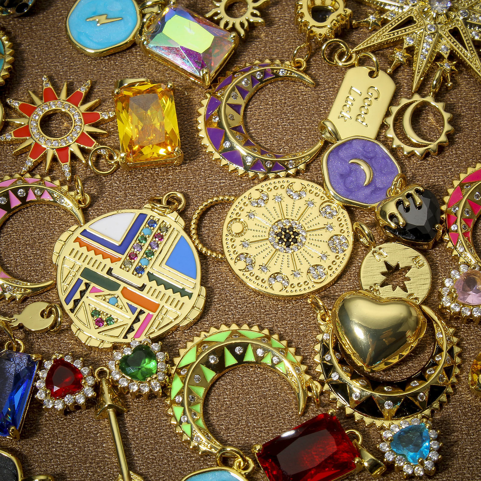 Image de 1 Pièce Pendentifs Soleil Plaqué Or Véritable 18K Etoile