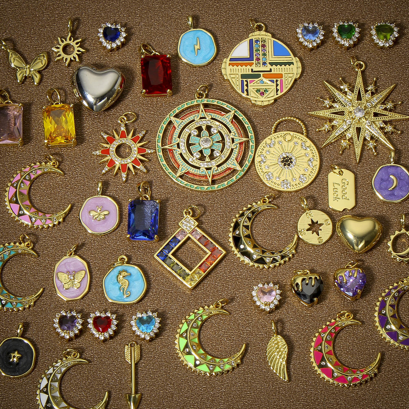 Image de 1 Pièce Pendentifs Soleil Plaqué Or Véritable 18K Etoile