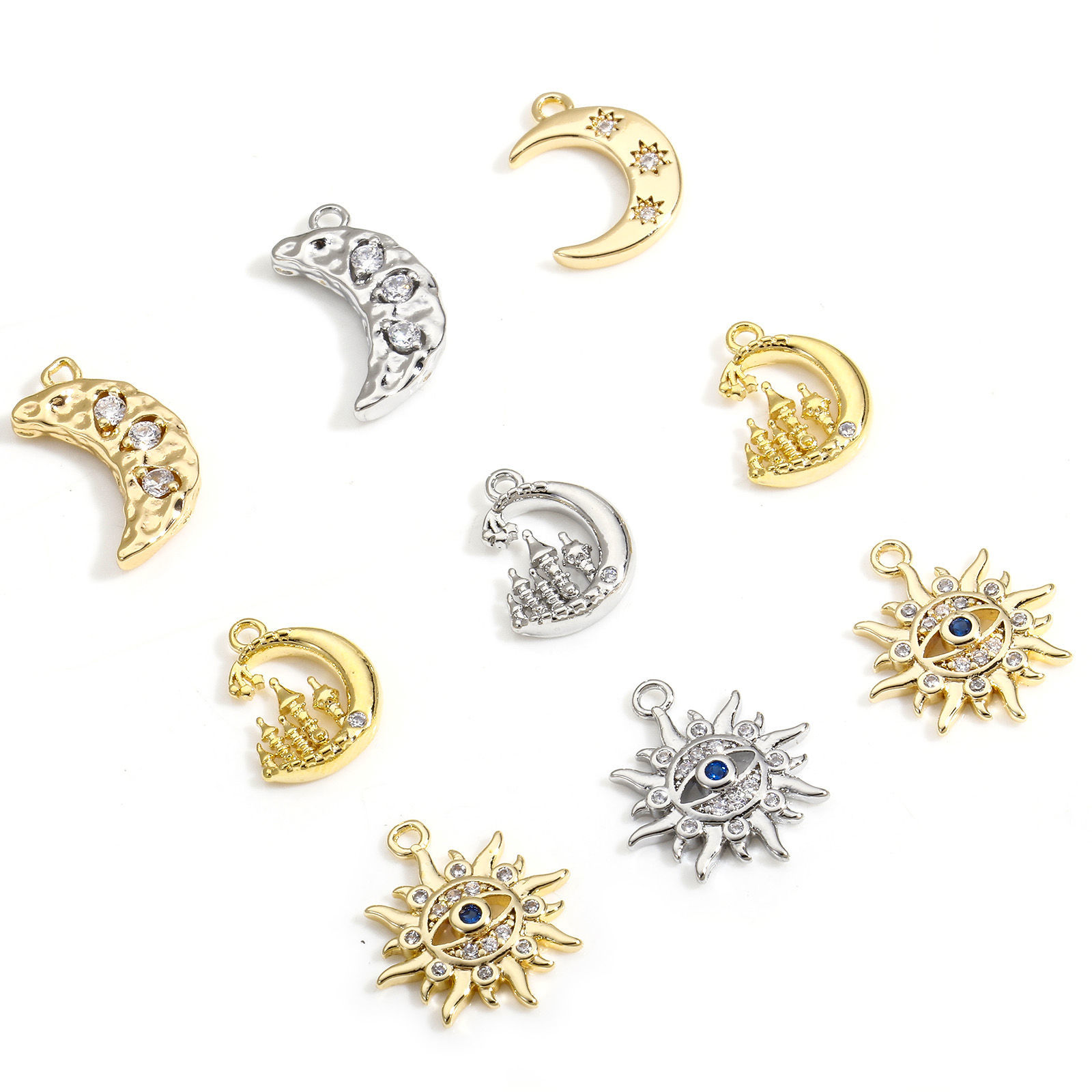 Изображение 2 ШТ Латунь галактика Подвески настоящее золото с покрытием