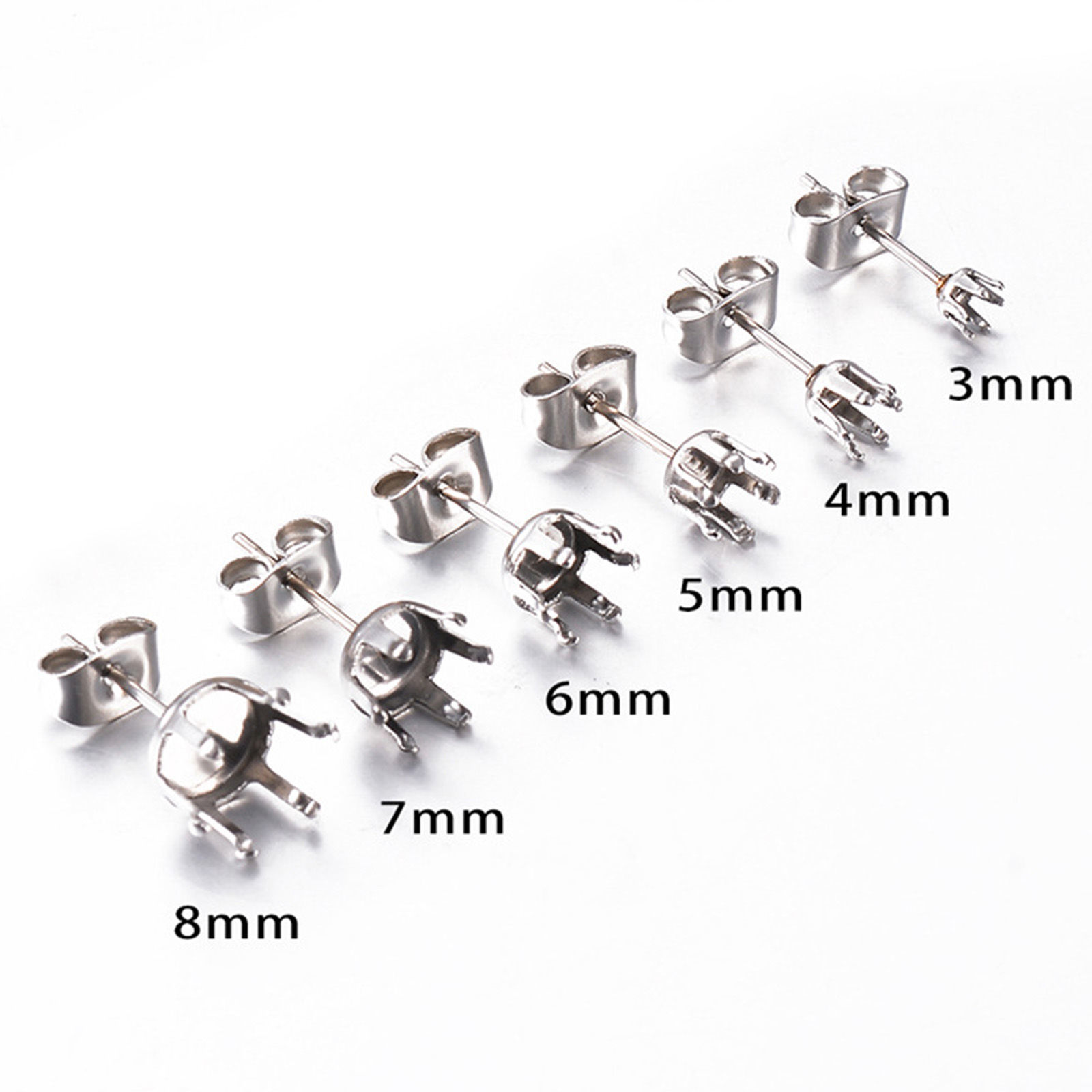 Picture of 304 Stainless Steel Ear Post Stud Earring For DIY Jewelry Making Accessories Cabochon Settings