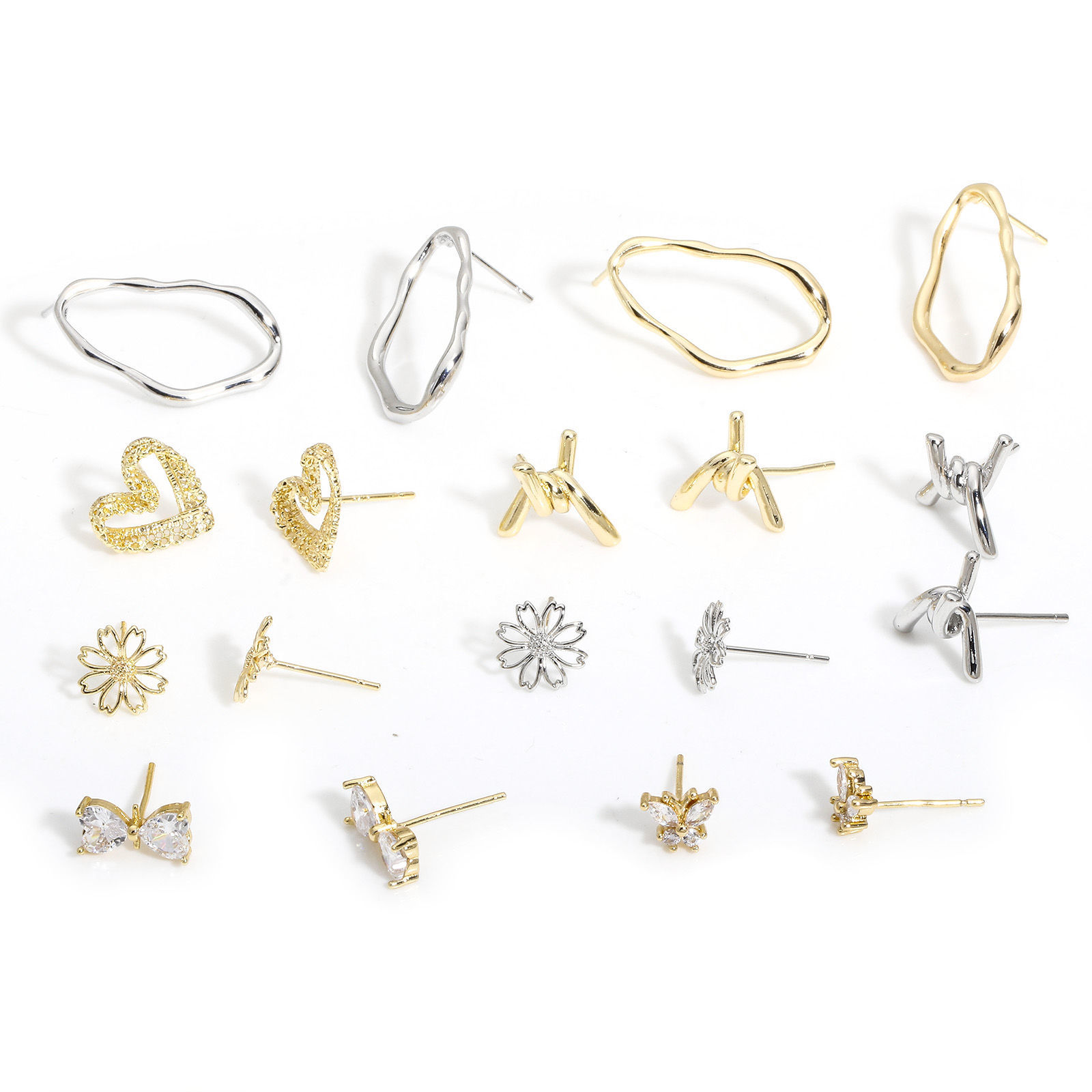 Picture of Eco-friendly Vacuum Plating Sweet & Cute Exquisite Real Gold Plated Copper Daisy Flower Ear Post Stud Earrings For Women Party