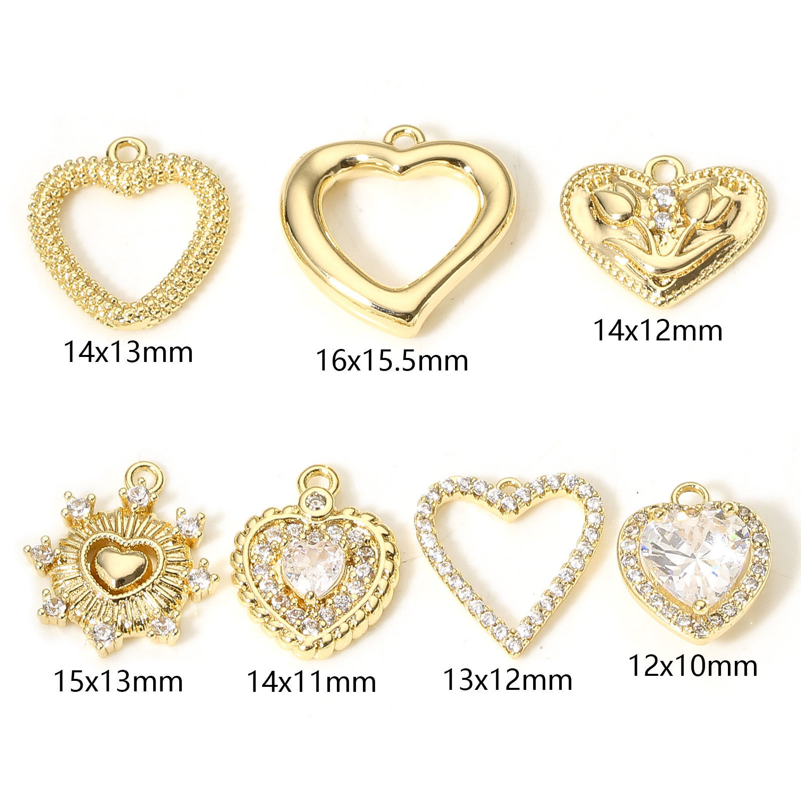 Imagen de 1 Unidad Latón día de San Valentín Colgantes Charms Corazón 18K Oro Real Chapado