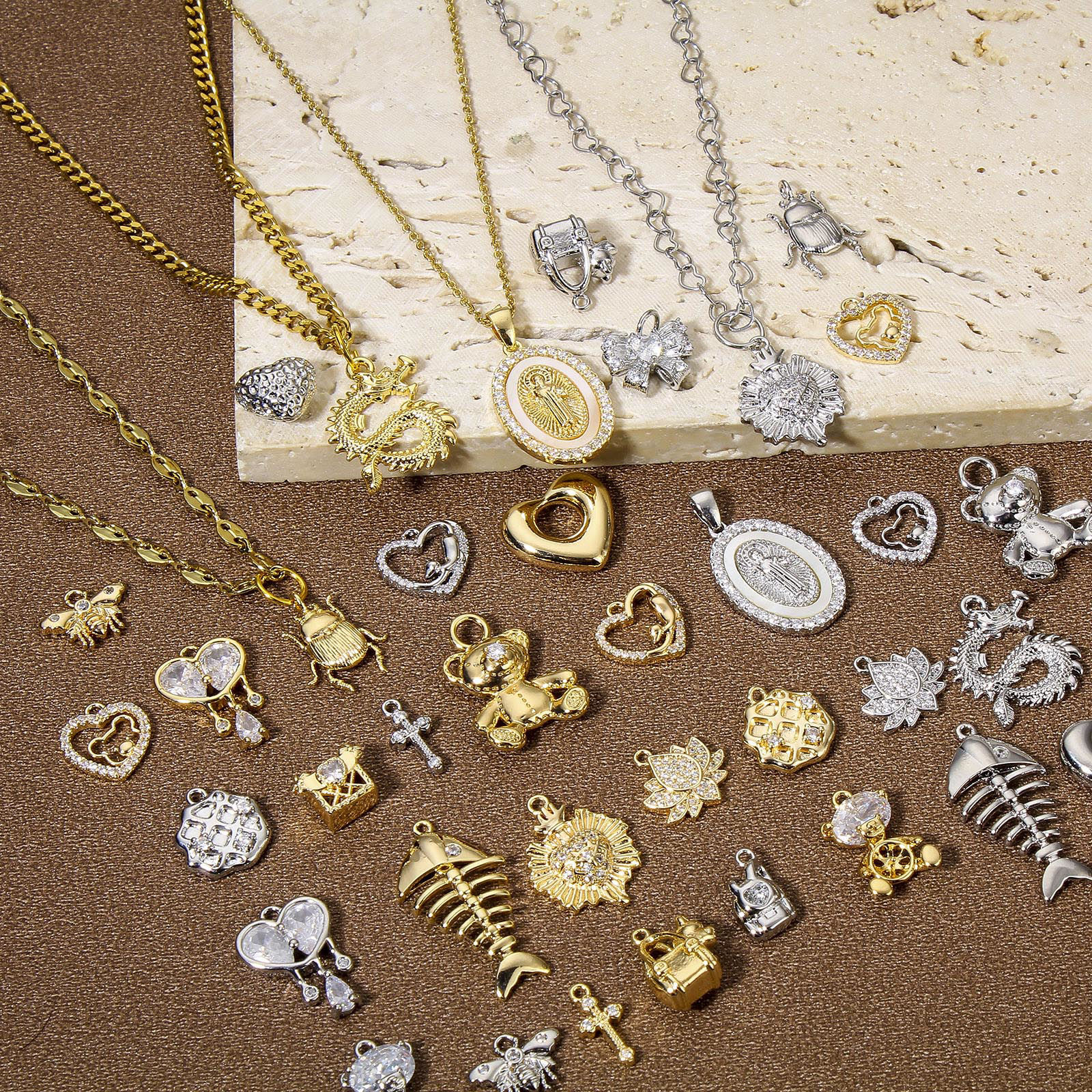 Picture of Eco-friendly Brass Charms Real Gold Plated Dragon 19mm x 16mm