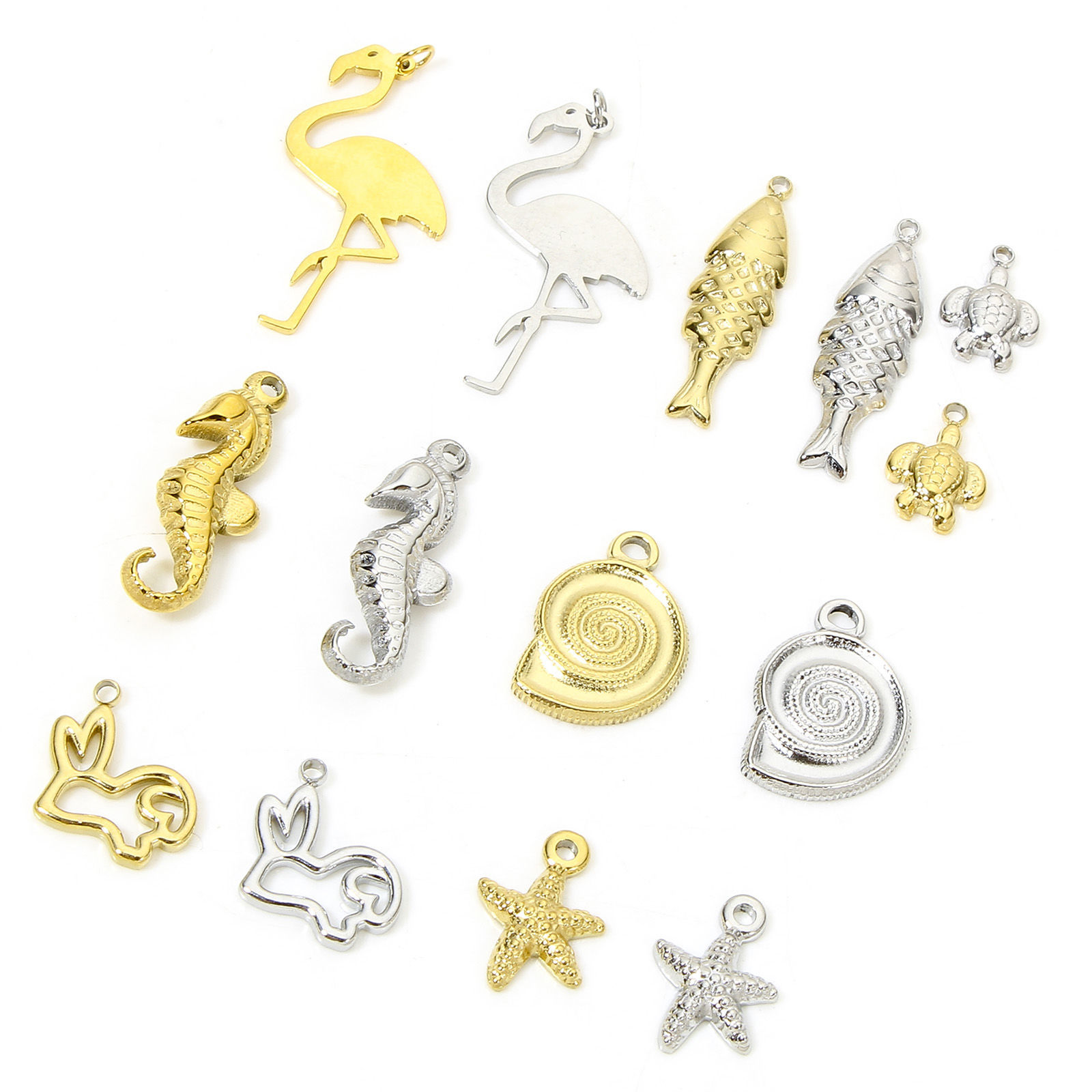 Picture of Eco-friendly 304 Stainless Steel Cute Charms Multicolor Seahorse Animal Fish