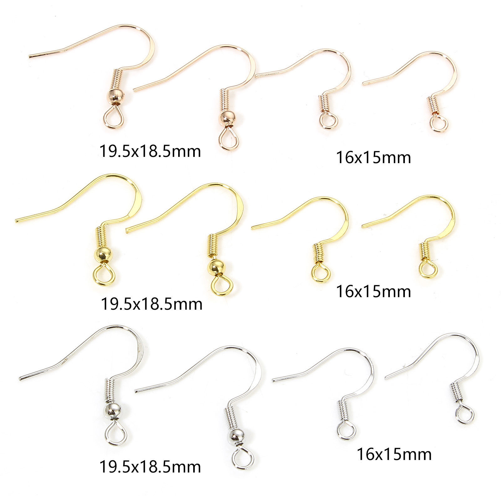 Image de 20 Pcs Boucles d'Oreilles Crochets Accessories pour DIY Fabrication de Bijoux Placage Sous Vide Écologique en Laiton Simple Plaqué Or Véritable